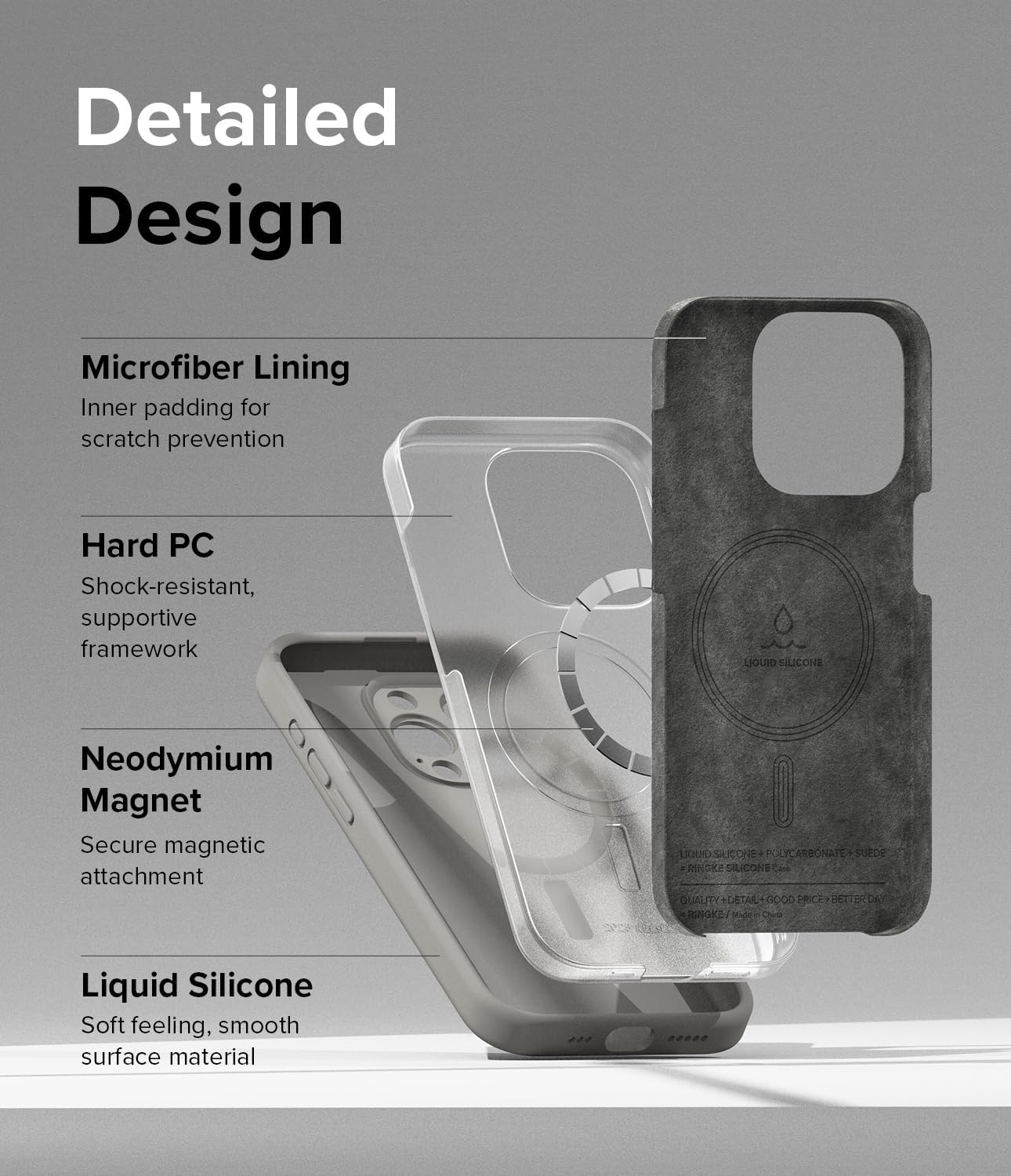 Ringke Funda magnética de silicona compatible con MagSafe diseñada para iPhone 15 Pro Max, se siente aterciopelada, ligera, delgada, linda, suave,