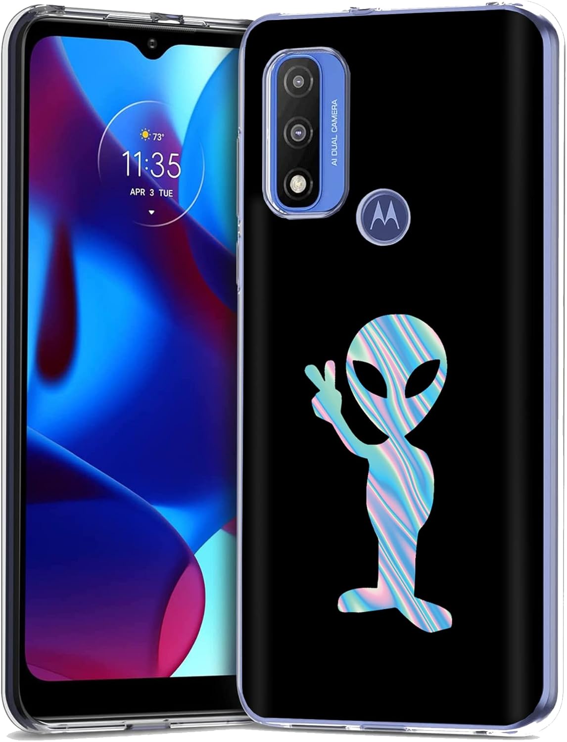 Funda delgada para Motorola Moto G Pure, Moto G Power (2022), funda delgada de gel TPU de gel, impresión holográfica alienígena, ligera, flexible,