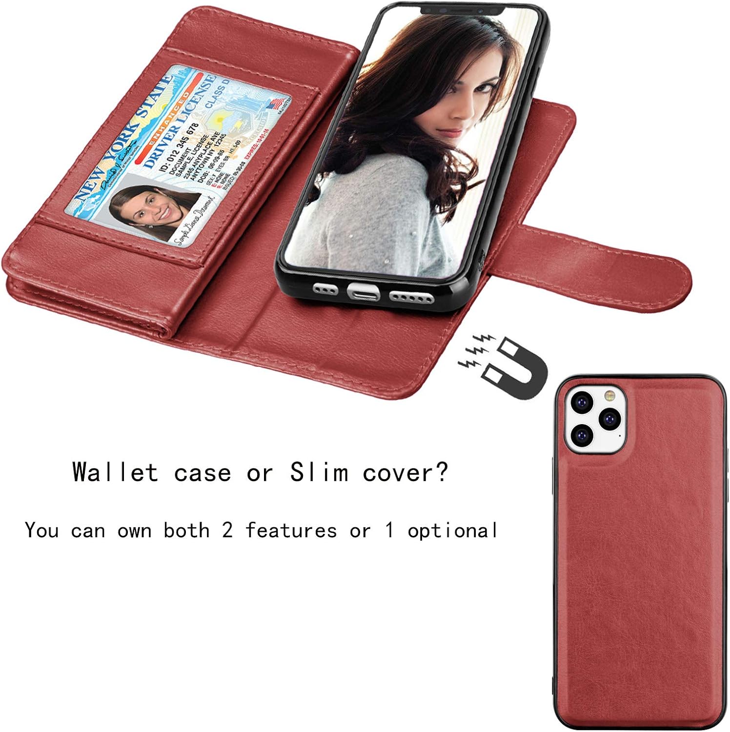 NJJEX Funda tipo cartera para iPhone 11 PRO Max 2019, para iPhone 11 PRO Max (6.5 pulgadas), 9 ranuras para tarjetas Funda de piel sintética para