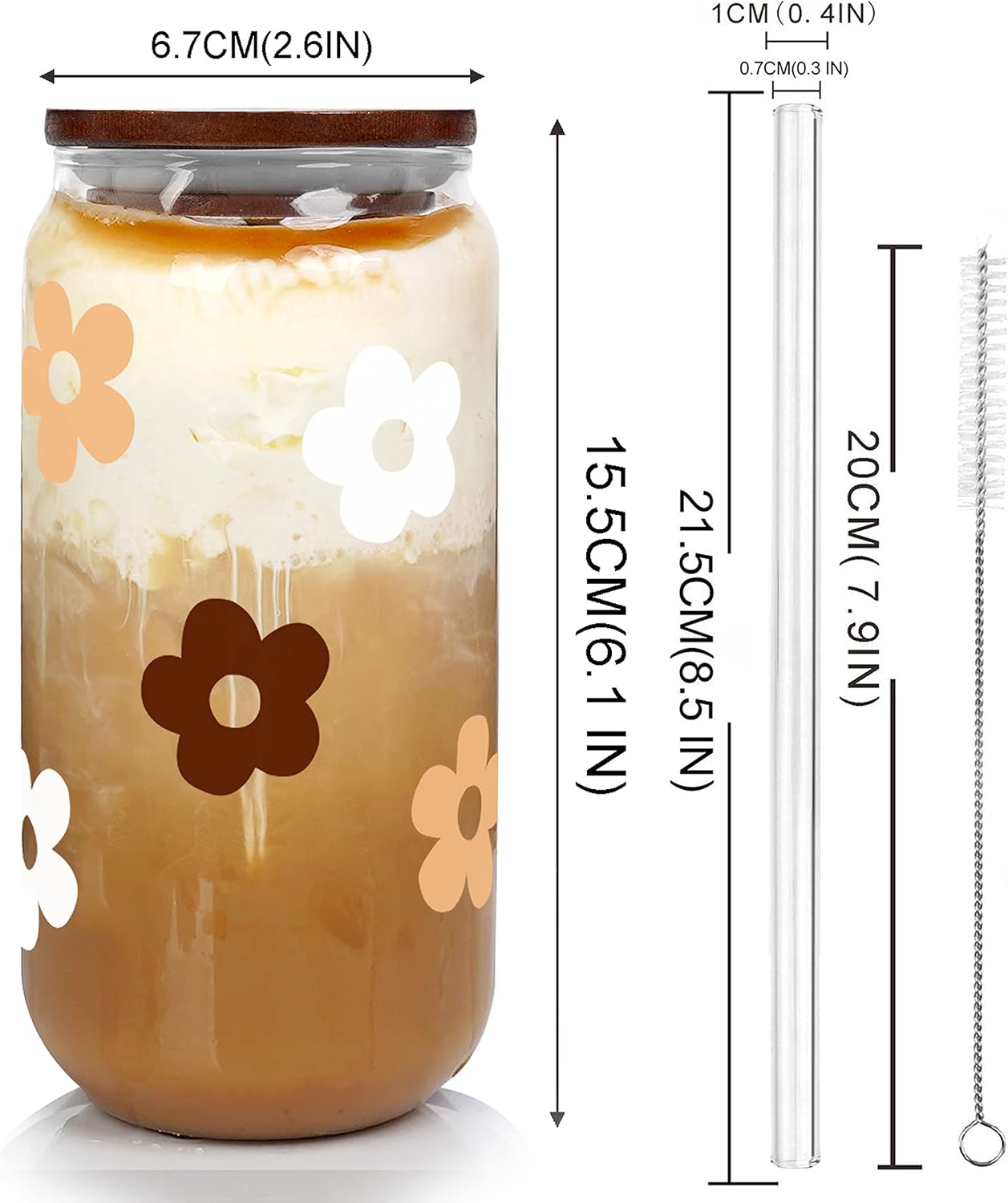 Vasos de vidrio con tapas y pajitas, vasos de vidrio en forma de lata, vasos de vidrio de 20 onzas, vasos para beber, vasos de café helado, vasos