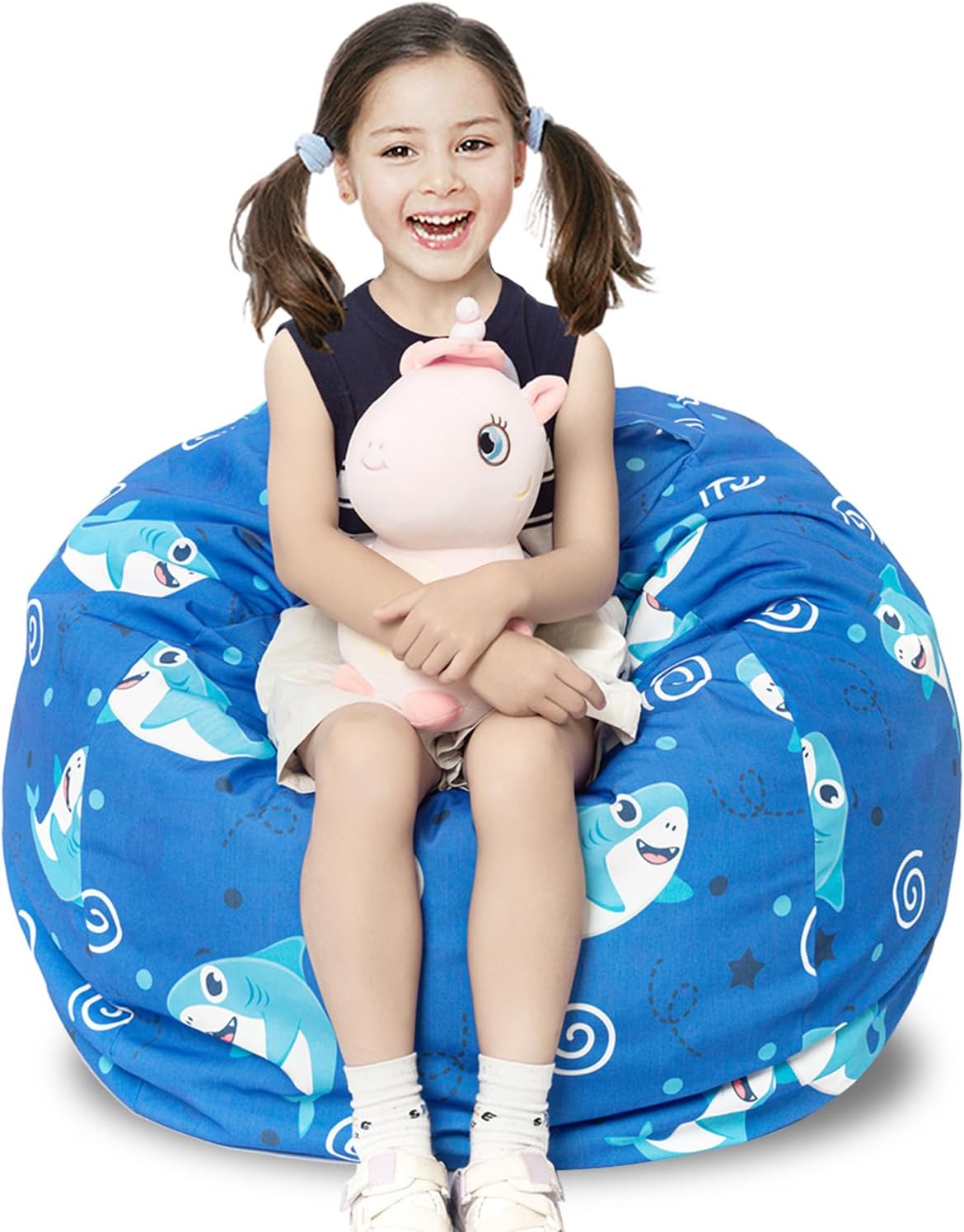Funda para puf de almacenamiento de animales de peluche, para niños, mantas, toallas, puf (solo funda), sofá de lona con cremallera YKK, tamaño