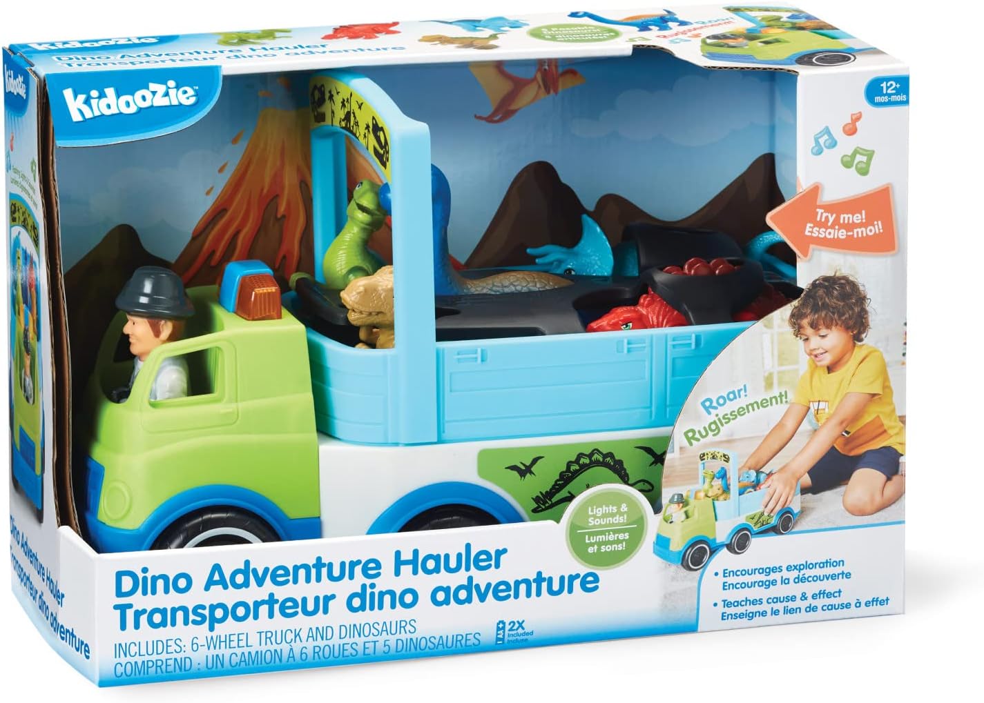 Kidoozie Dino Adventure Hauler – Vehículo interactivo y juego con luces y sonidos