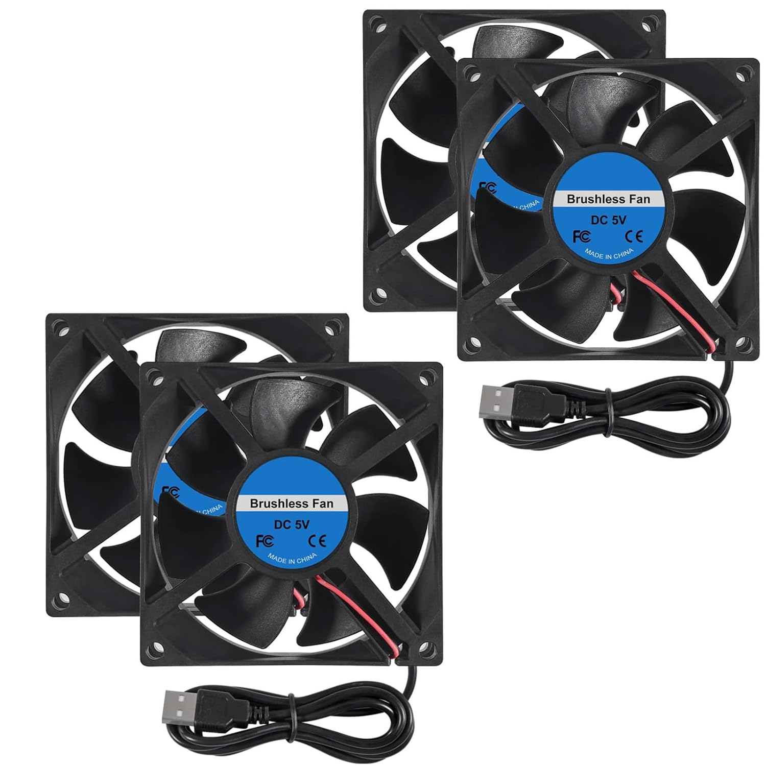 4 unids 8025 Ventilador de enfriamiento 3.150×3.150×0.984 in DC 12V Cooler Ventilador sin escobillas Ventilador 3.150 in XH2.54 2Pin para DIY PC