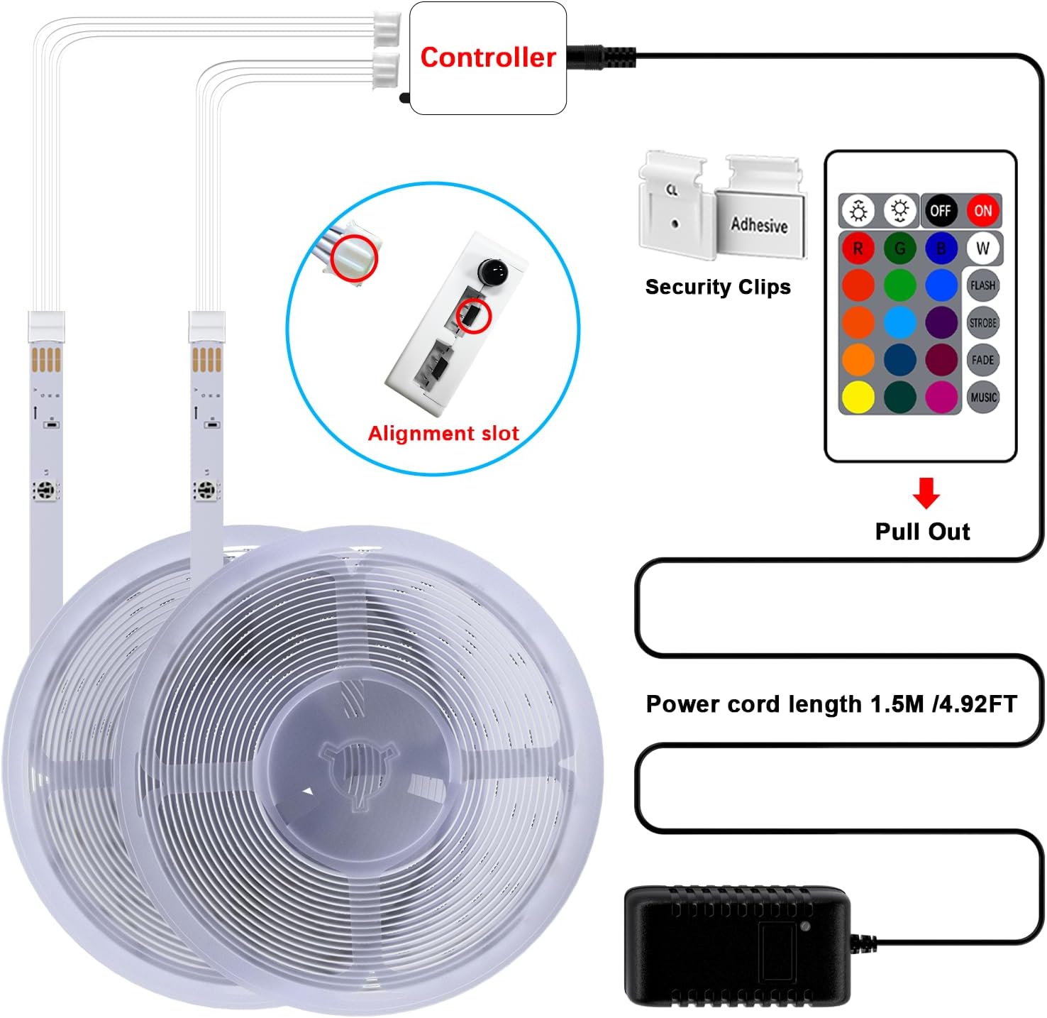 Cozylady Tira de luces LED inteligentes de 65.6 pies para dormitorio, funciona con Alexa, 5050 RGB que cambia de color, sincronización de música,
