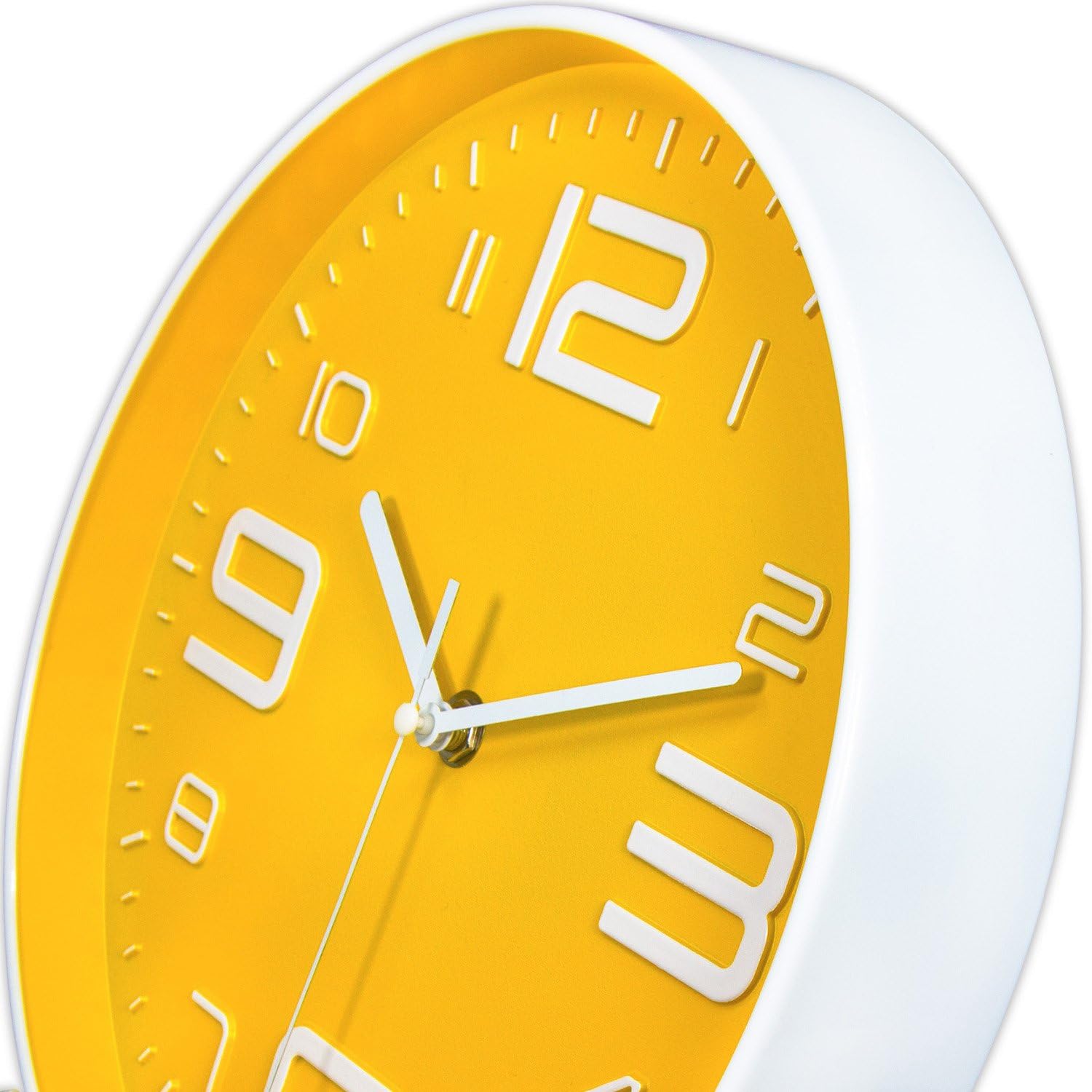 45MinST Reloj de pared moderno con esfera de números 3D de 10 pulgadas, silencioso, redondo, sin tictac, para decoración del hogar, con números