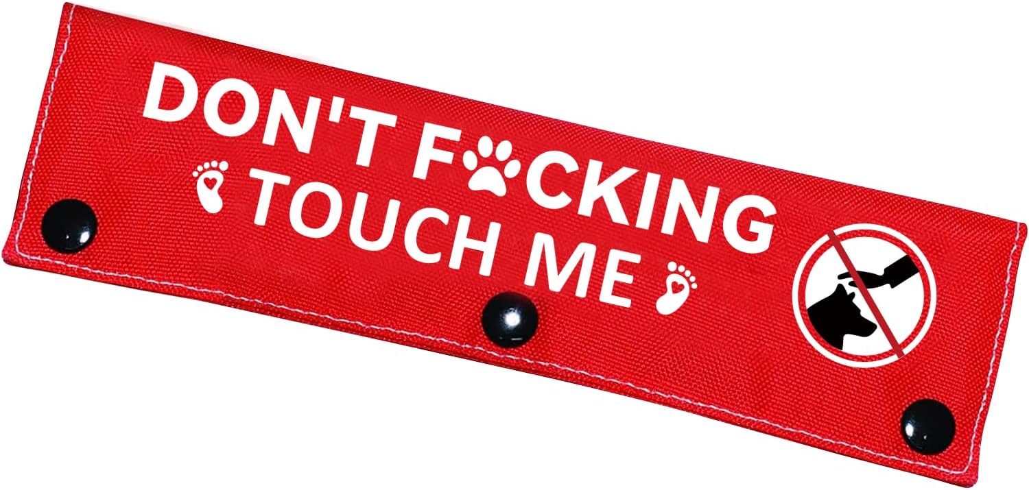 Advivio Don’t Touch Me – Funda roja para correa de perro, etiqueta de parche de identificación colgante para mascotas, perros y gatos, la mejor