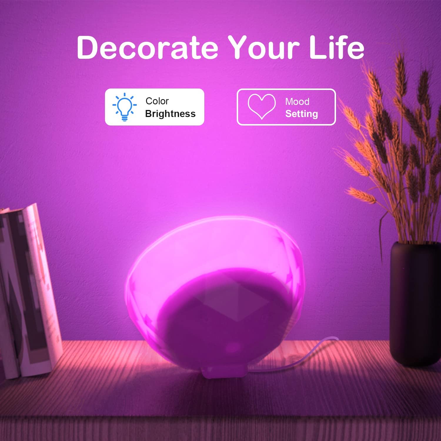 Lámpara LED de estado de ánimo, luz ambiental, regulable RGB que cambia de color, decoración de iluminación nocturna para visualización de imágenes,