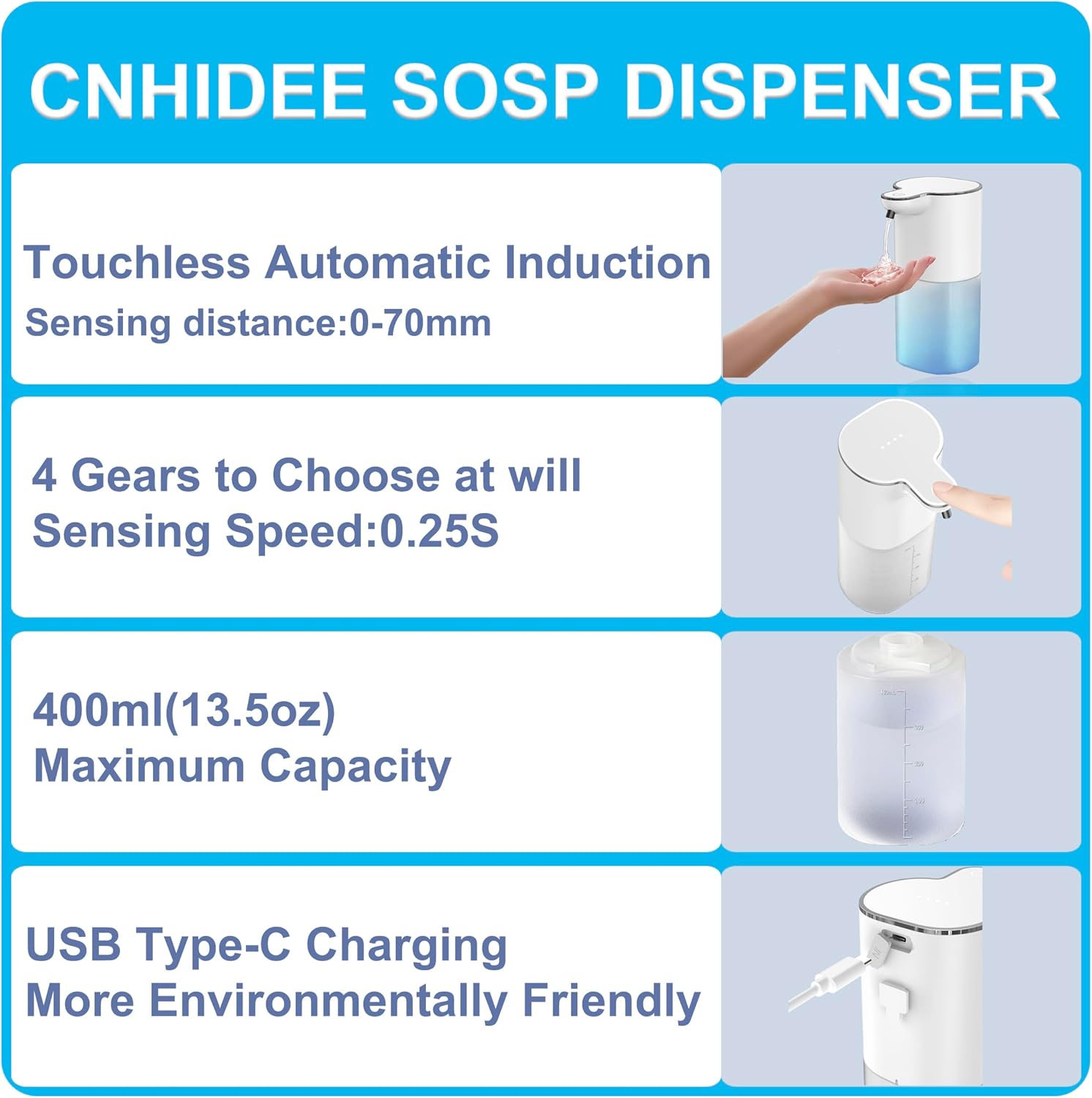 Dispensador automático de jabón espumoso para baño, montaje en pared, manos libres de contacto, dispensador automático de jabón para platos para