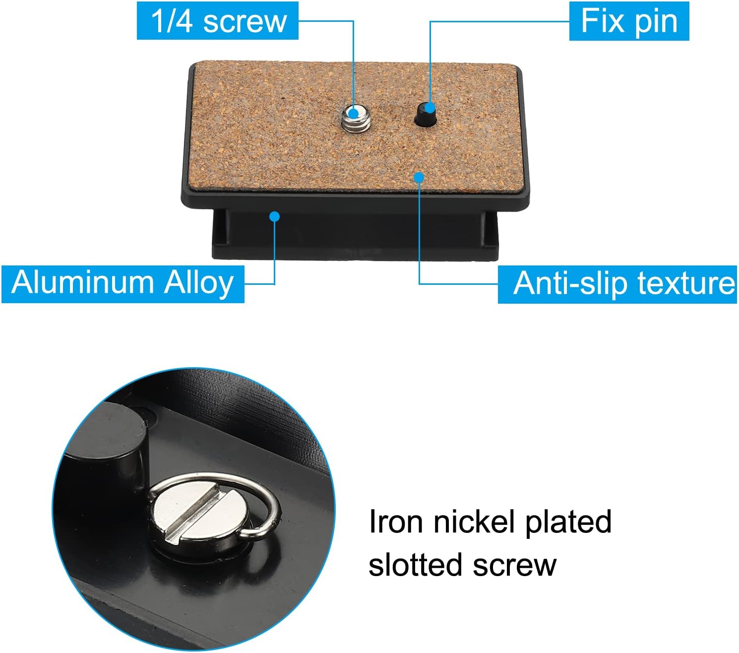 PATIKIL Placa de liberación rápida para trípode con tornillo de anillo en D, paquete de 2 piezas de montaje de adaptador de trípode de cámara, placa