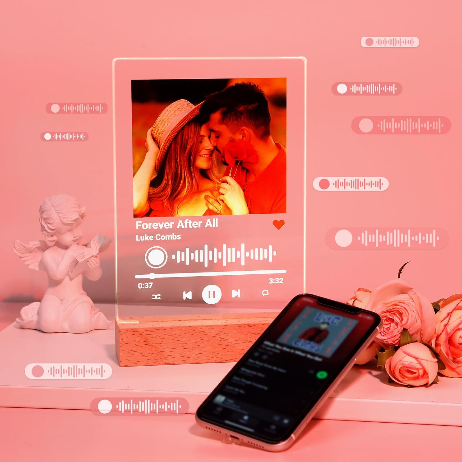 Canción acrílica personalizada con foto, canción favorita personalizada con álbum de fotos, marcos de fotos personalizados con placa de música
