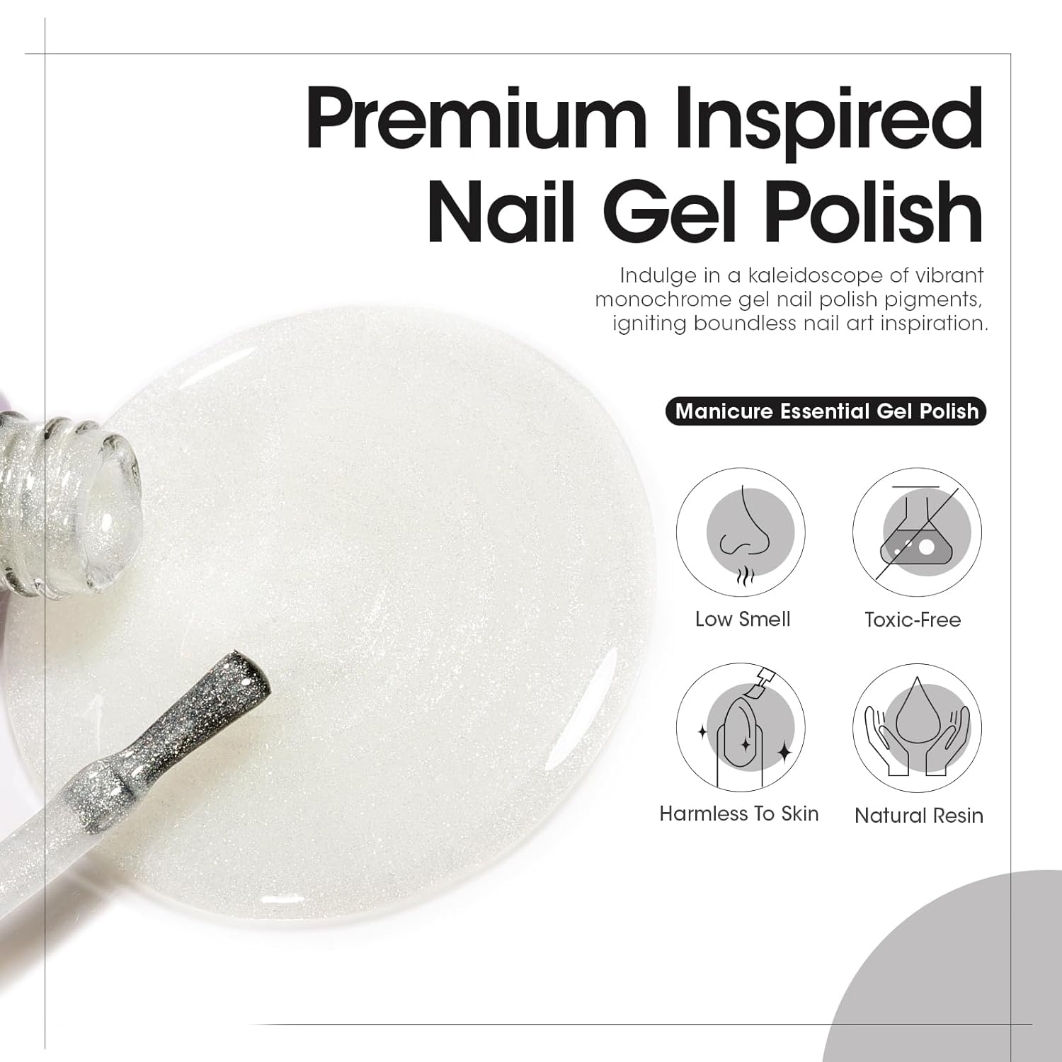 Gellen Esmalte de uñas de gel de gelatina blanco con purpurina, esmalte de uñas blanco brillante para regalo, kit de manicura de uñas LED para salón