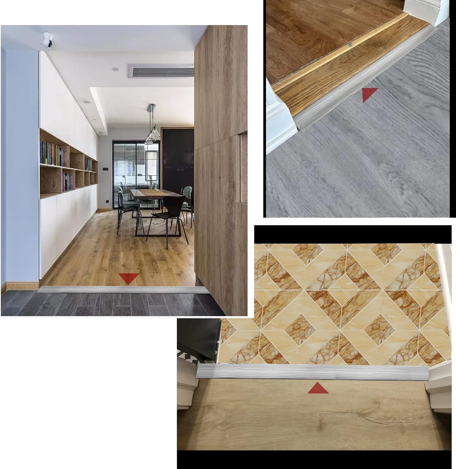 Tira de transición de piso y autoadhesivo para piso de vinilo para bordes de piso, laminado para cubrir huecos de piso