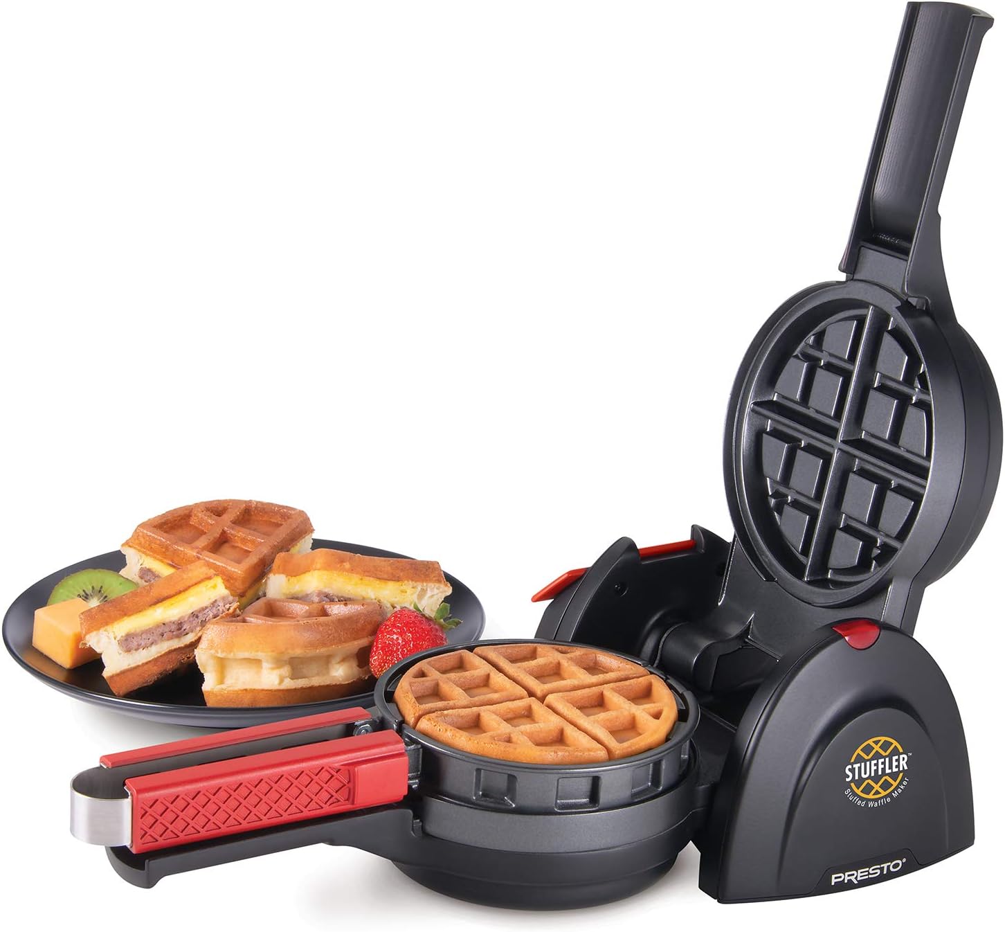 Presto Máquina de gofres rellena Stuffler + waflera belga de cerámica FlipSide Presto