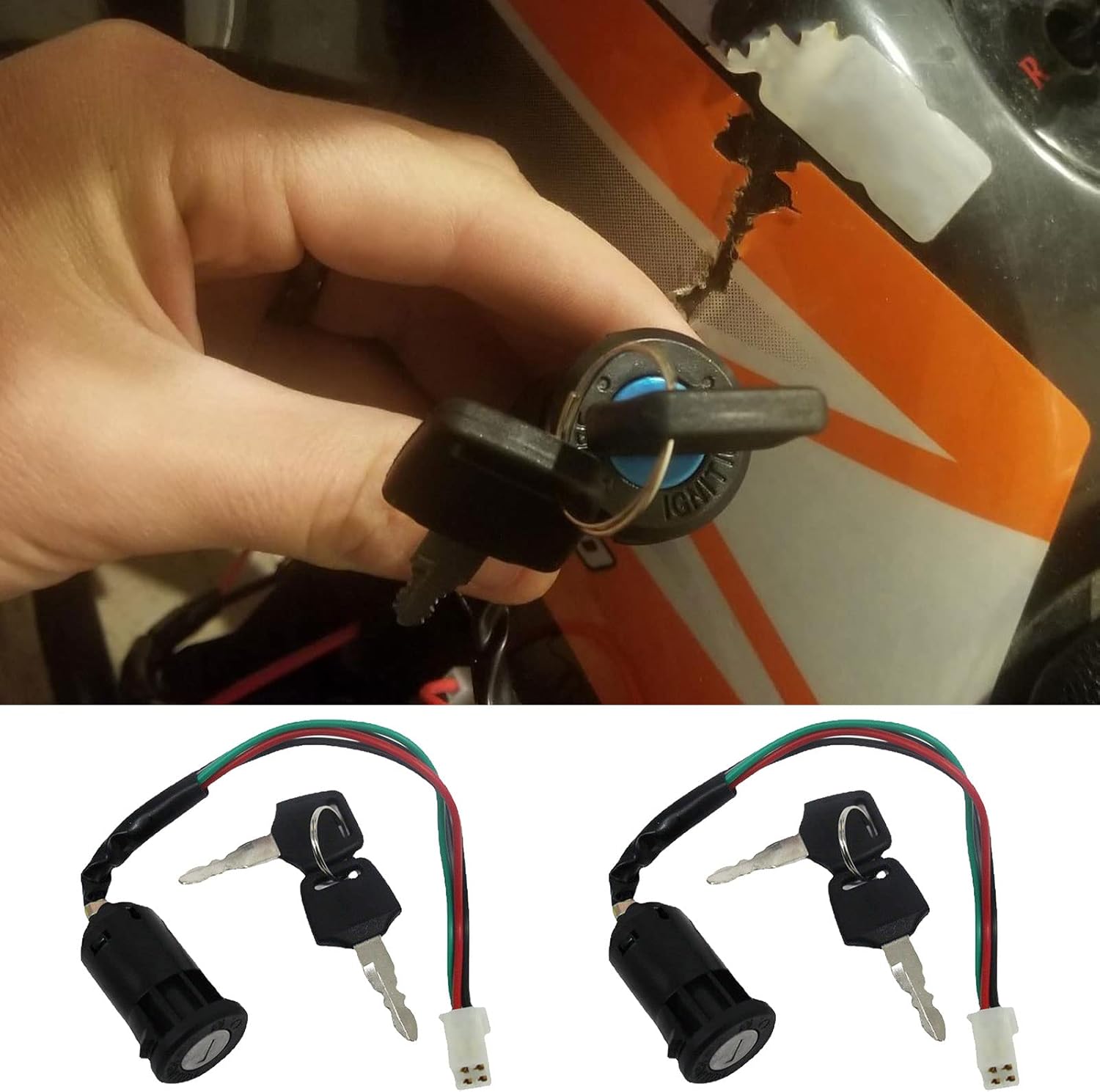Juego de 6 interruptores de llave de encendido, 4 pines para chino 50cc 70cc 90cc 110cc 125cc 150cc 250cc ATV Dirt Bike Quad Go Kart ciclomotor