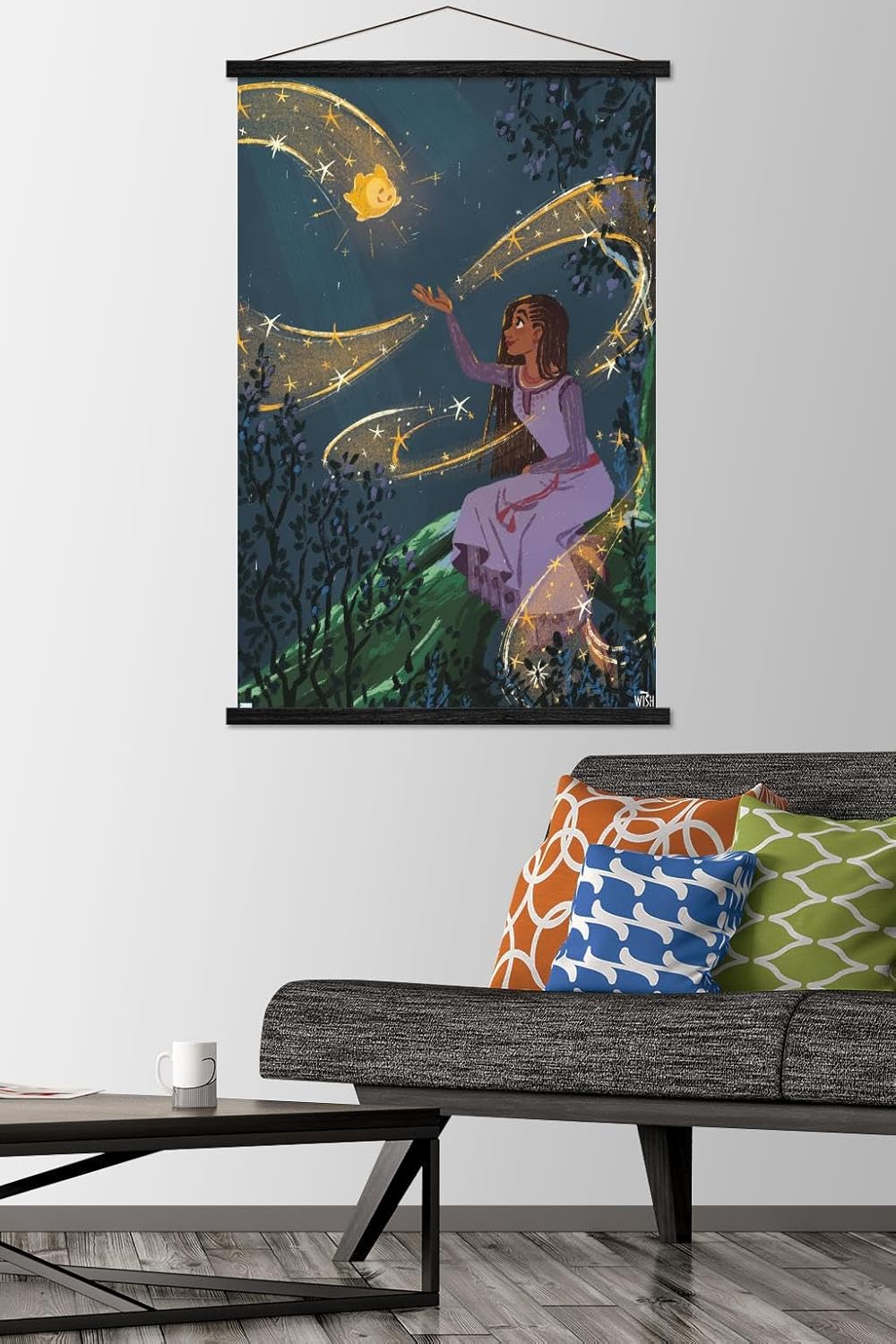 Trends International Disney Wish – Póster de collage 2 (Asha & Star), 22.37 x 34.00 pulgadas, paquete de impresión y colgador negro