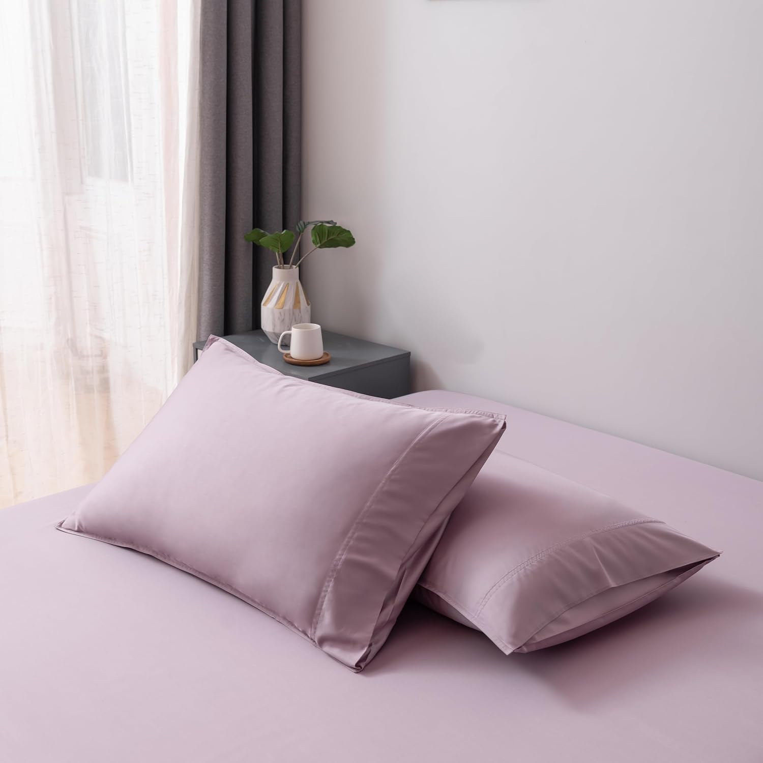 Bella Coterie – Juego de fundas de almohada de lujo de tamaño estándar, viscosa cultivada orgánicamente hecha de bambú, ultra suave, refrescante, 2
