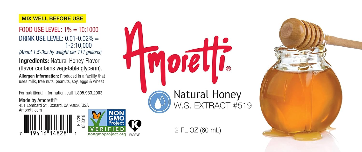 Amoretti – Extracto de miel natural soluble en agua de 2 onzas – Altamente concentrado y perfecto para pasteles, salados, elaboración de cerveza y
