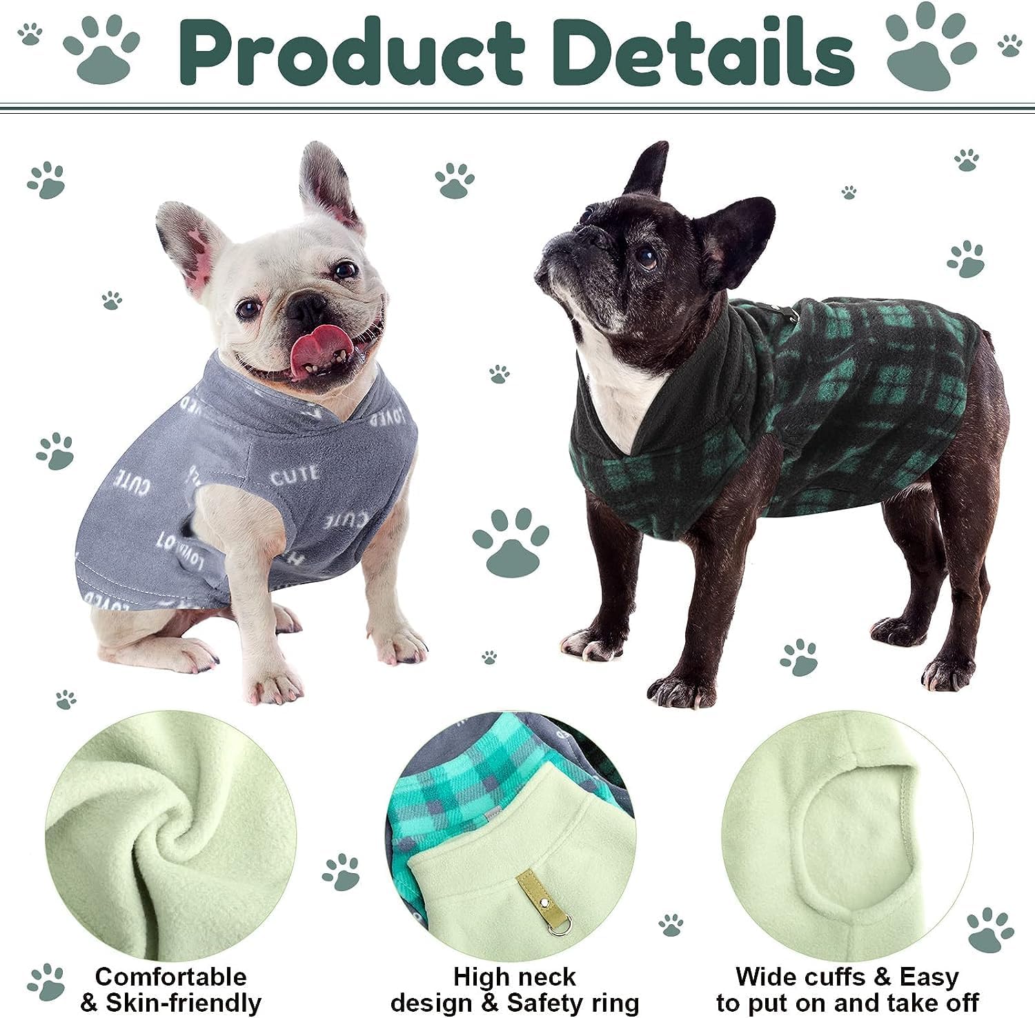 Suéter de tela de invierno para perro con anillo para correa, chaleco de forro polar para perro, chaqueta cálida para mascotas, ropa para cachorros,