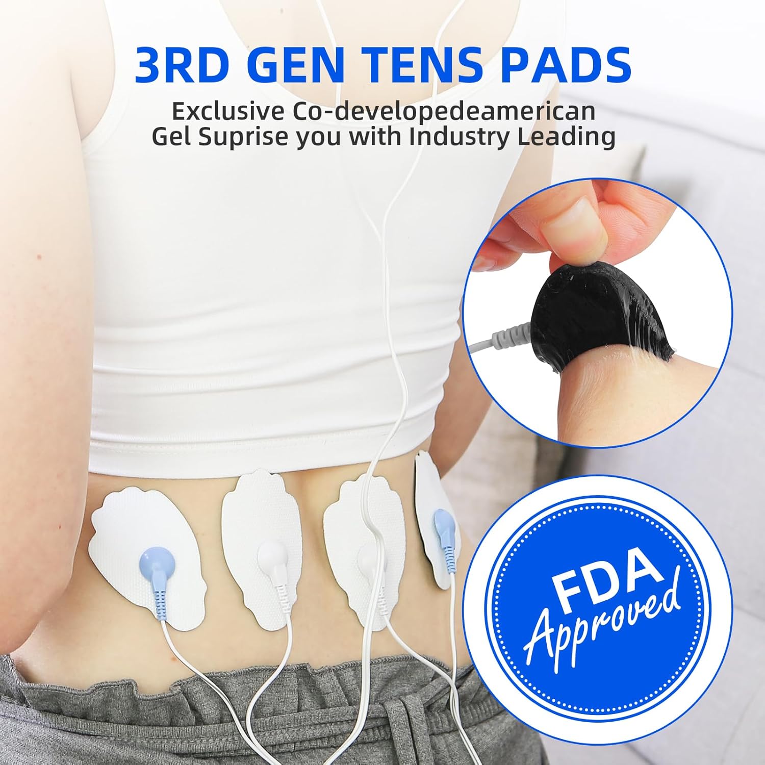 Paquete de 20 almohadillas de repuesto para unidades TENSEMS para más de 30 veces de uso, juego de almohadillas de electrodo TENS sin látex TEC.BEAN