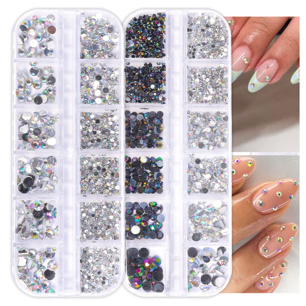 Lámina de uñas con purpurina dorada, AB de colores mixtos, estrella de diamante, negro, oro, plata, suministros de arte de uñas, dijes de uñas,
