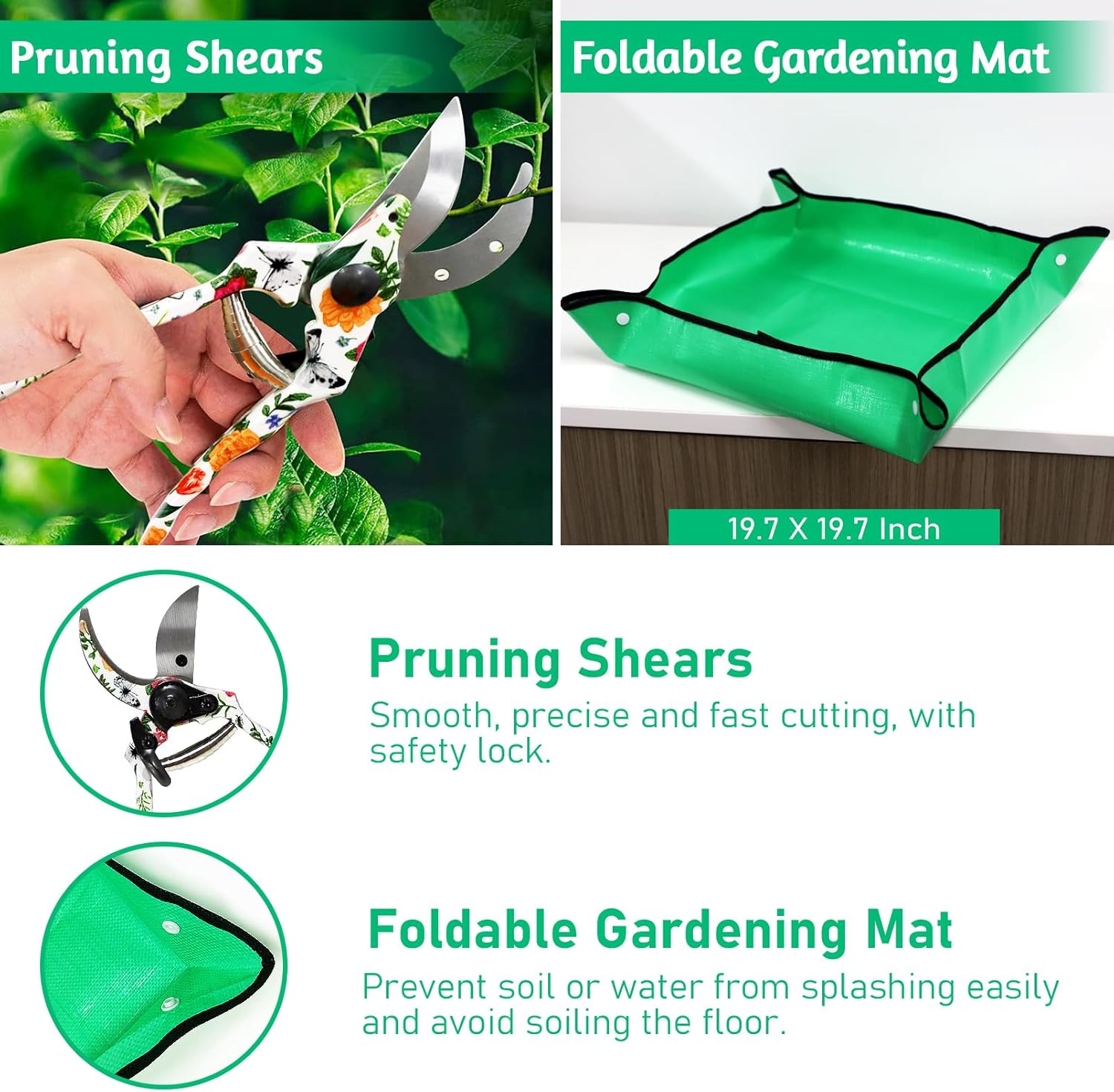Deaname Juego de herramientas de jardín, 4 piezas de herramientas de mano florales resistentes, regalos elegantes para mujeres, incluyendo paleta,
