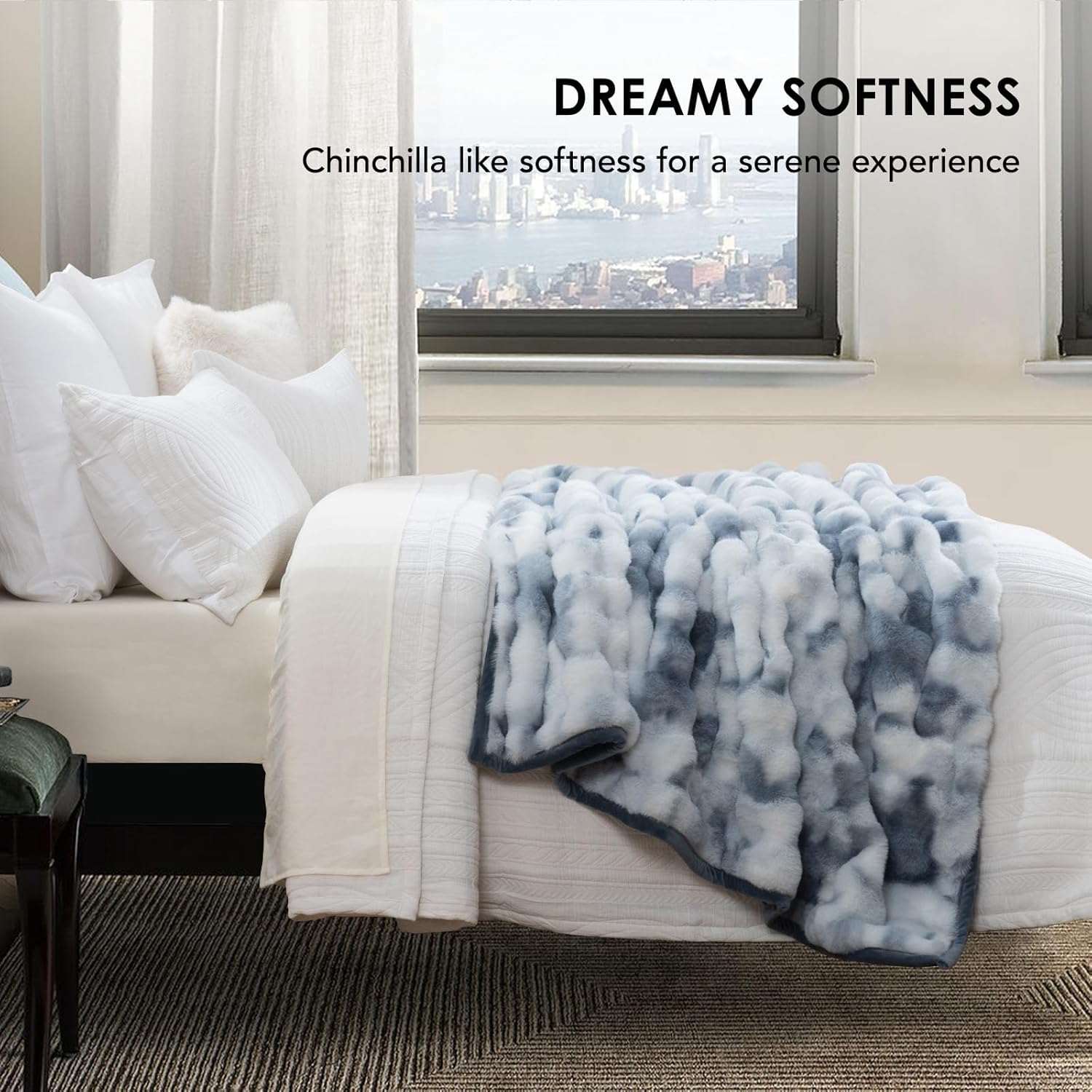 Manta ultrasuave y lujosa de piel sintética de conejo Ridgeline, manta gruesa y cálida para cama, acogedora manta reversible de felpa para sofá,