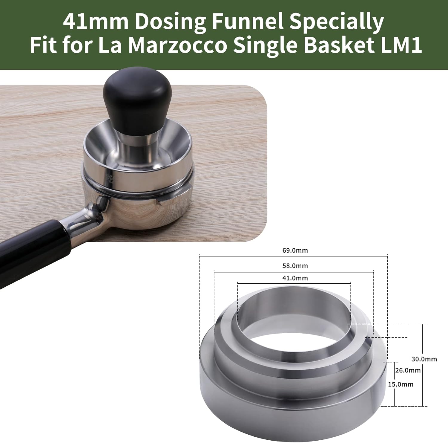 YOLOYO – Embudo dosificador de 1.614 in, especialmente para La Marzocco 1 taza 0.25 oz cesta individual y cesta VST 0.25 oz, embudo dosificador de