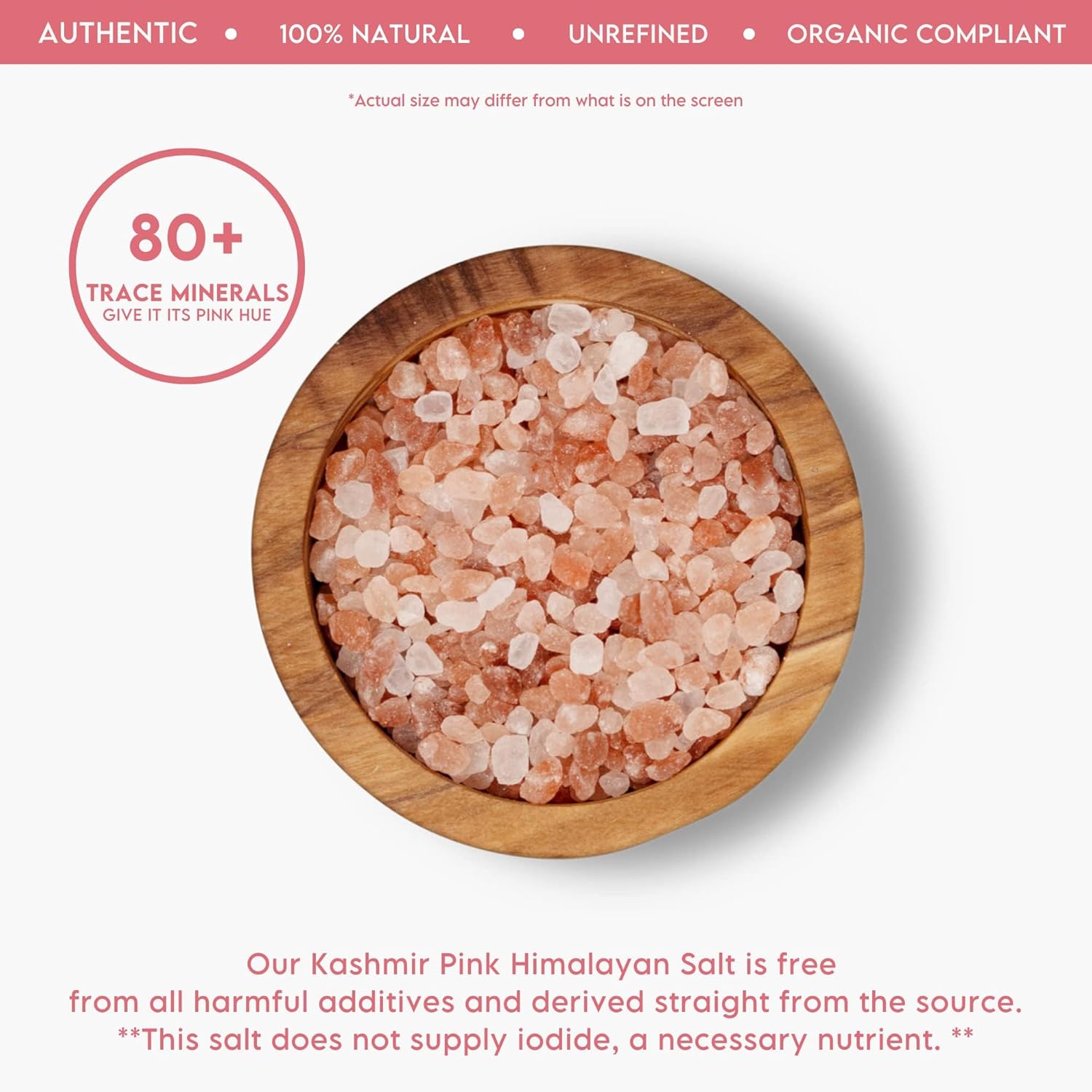 LA SALT CO Kashmir – Sal gruesa rosa del Himalaya de 2.2 libras  Pura de grado alimenticio con 84 minerales traza  Apoya la circulación saludable y