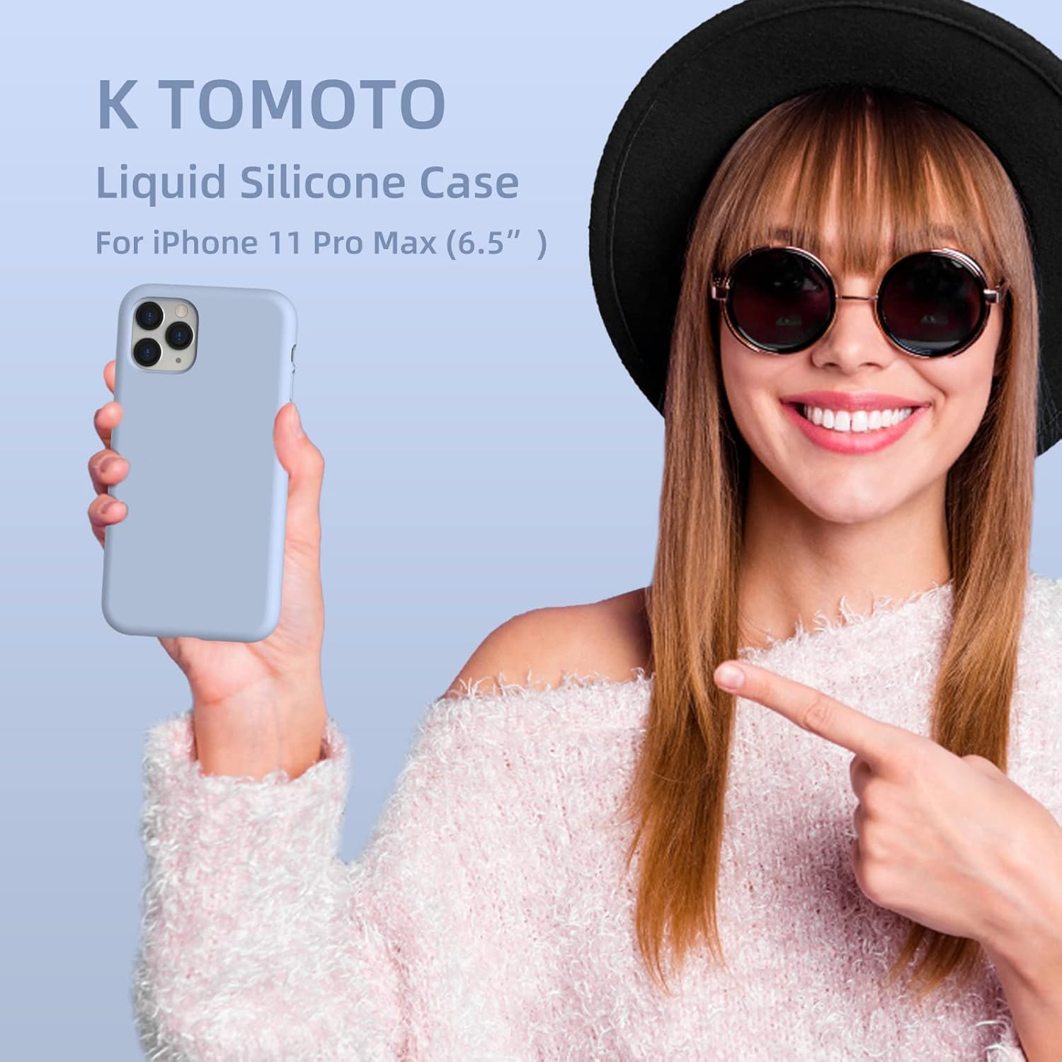 K TOMOTO Funda compatible con iPhone 11 Pro Max, protección contra caídas de silicona líquida de goma de gel de cuerpo completo con microfibra suave
