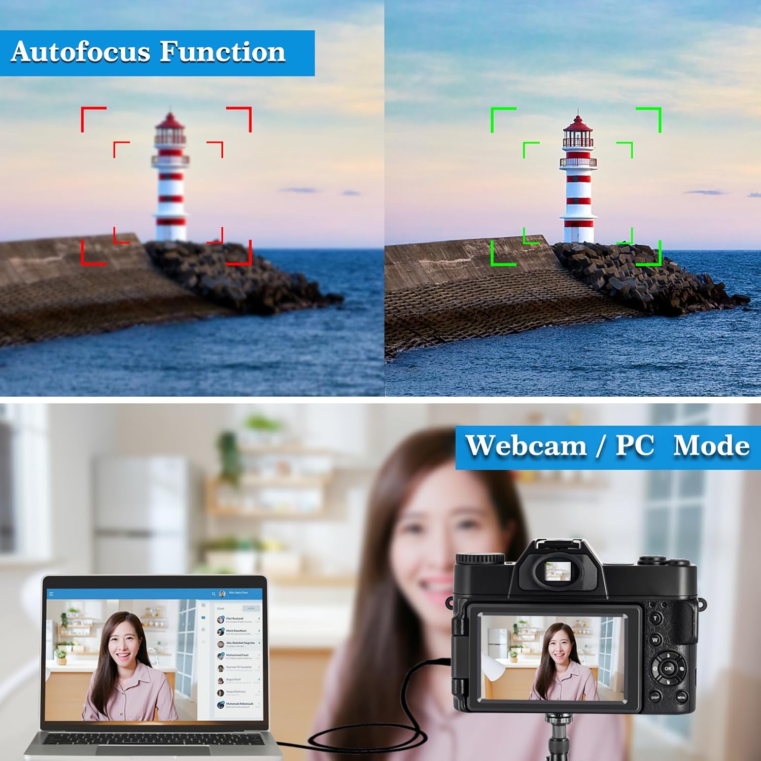 ISHARE Cámara digital para fotografía, cámara de vlogging 4K 48MP para YouTube con WiFi, pantalla abatible de 180 grados de 3 pulgadas, zoom digital