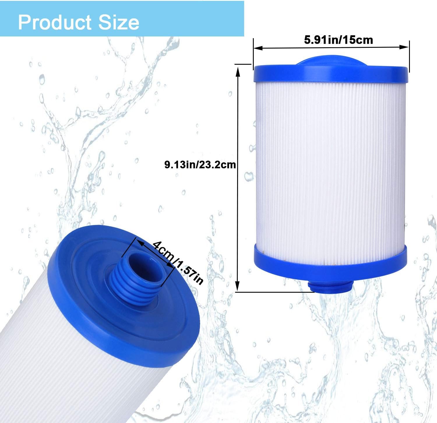 Ketofa Cartuchos de repuesto para filtros de spa compatibles con Unicel 6CH-940 Filbur, para Pleatco PWW50P3, 45 pies cuadrados de carga superior