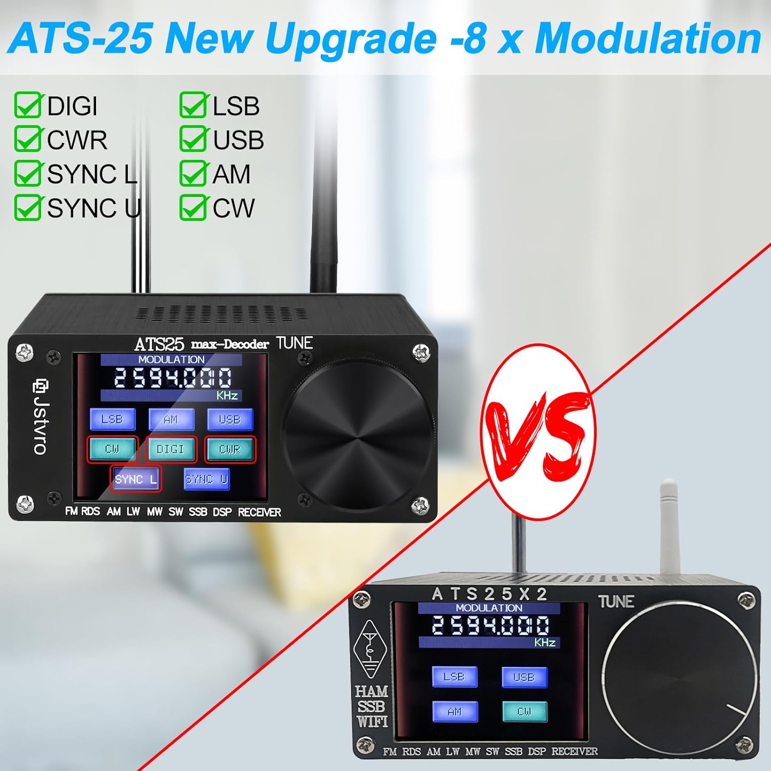 SI4732 ATS-25max-DECODER Receptor de radio V4.17 con CW, decodificación RTty, WiFi, espectro de audio y receptor DSP FM LW (MW y SW) y SSB,