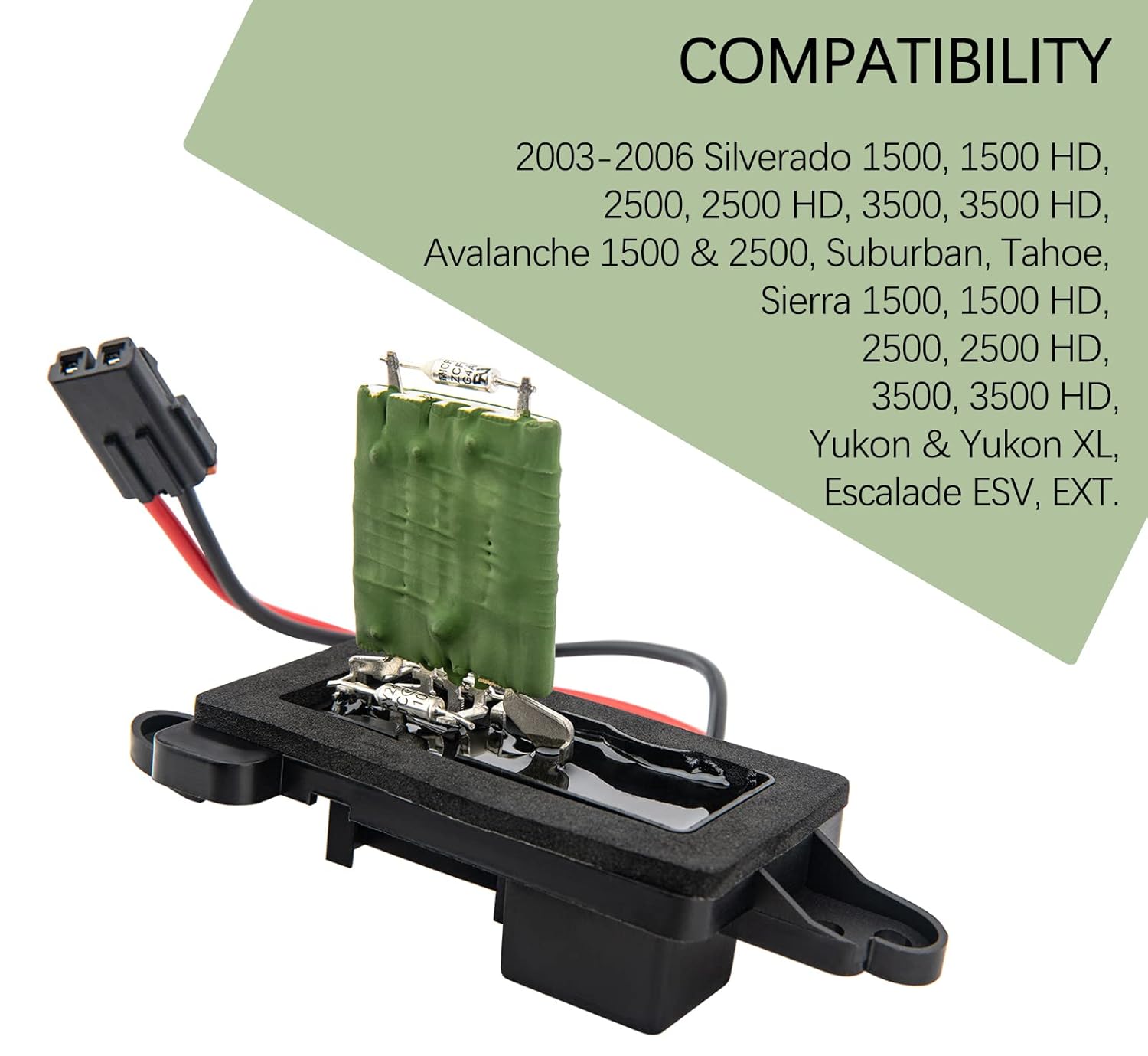 89019088 Resistencia del motor del soplador, kit de resistencia de velocidad del ventilador con arnés compatible con Chevy Silverado GMC Suburban