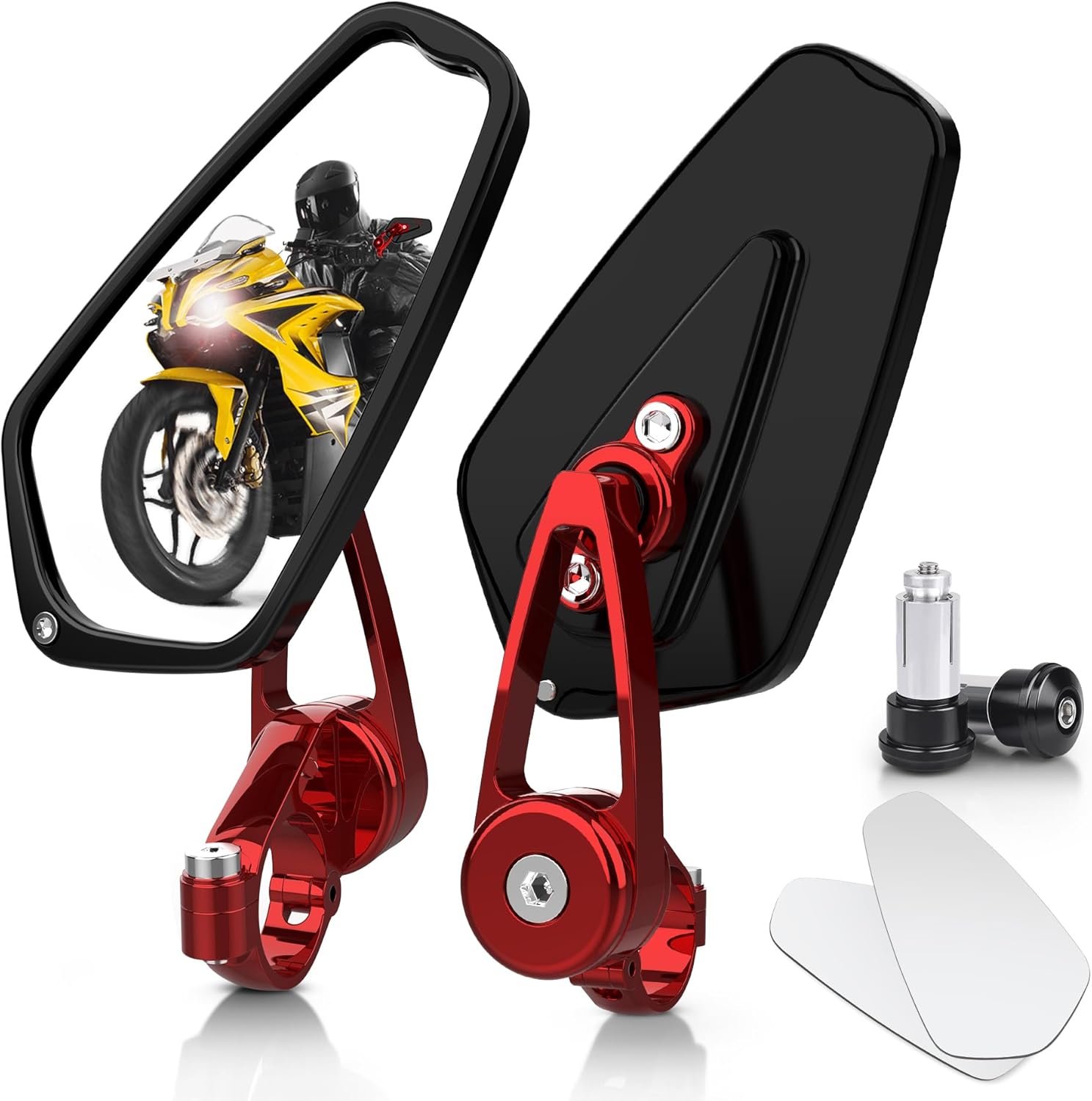 MICTUNING Espejos CNC para motocicleta, espejos retrovisores de extremo de barra de 78 pulgadas (0.866 in) compatibles con la mayoría de Honda Grom,