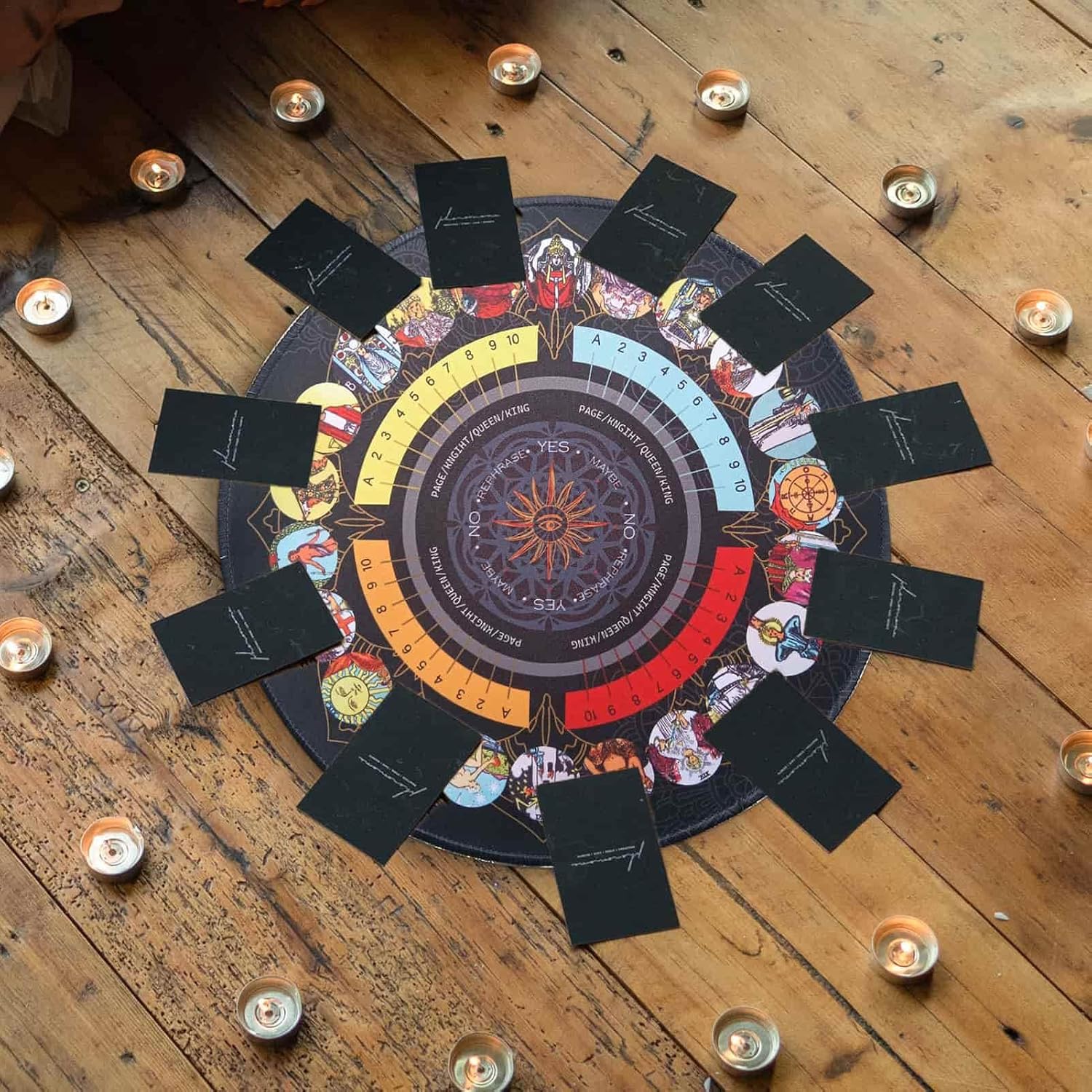 Tablero de péndulo Adivinación de radiestesia, Altar Tarot Card Pad, Ceremonia de péndulo de radiestesia Alfombrilla de goma, Tablero de mensajes