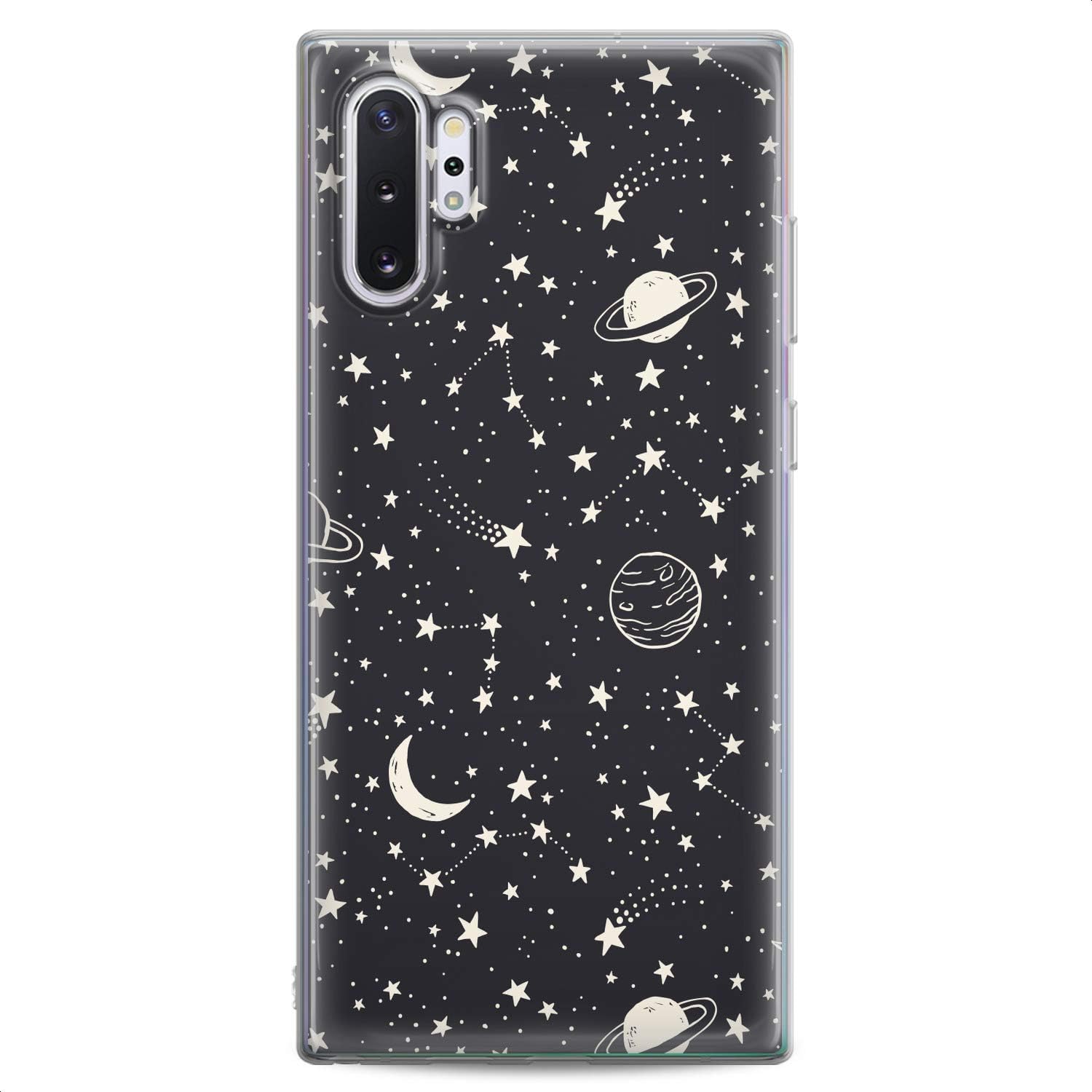 Funda compatible con Samsung S24 S23 S22 Plus S21 FE Ultra S20+ S10 Note 20 S10e S9 Art Pattern Stars Galaxy Art Design Print Planets Clear