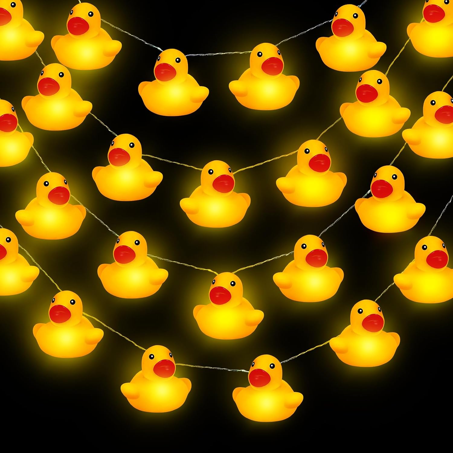 Deekin Guirnalda de luces LED de goma con 100200 luces LED para árbol de Navidad, pato, funciona con pilas, luces decorativas para Navidad,