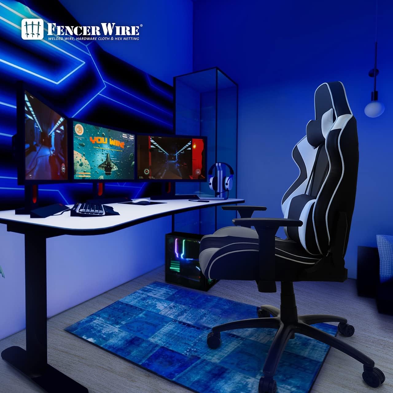 Fencer Wire Silla ergonómica para videojuegos de lujo, silla ergonómica de cuero con respaldo alto, altura ajustable con elevación de gas comercial,