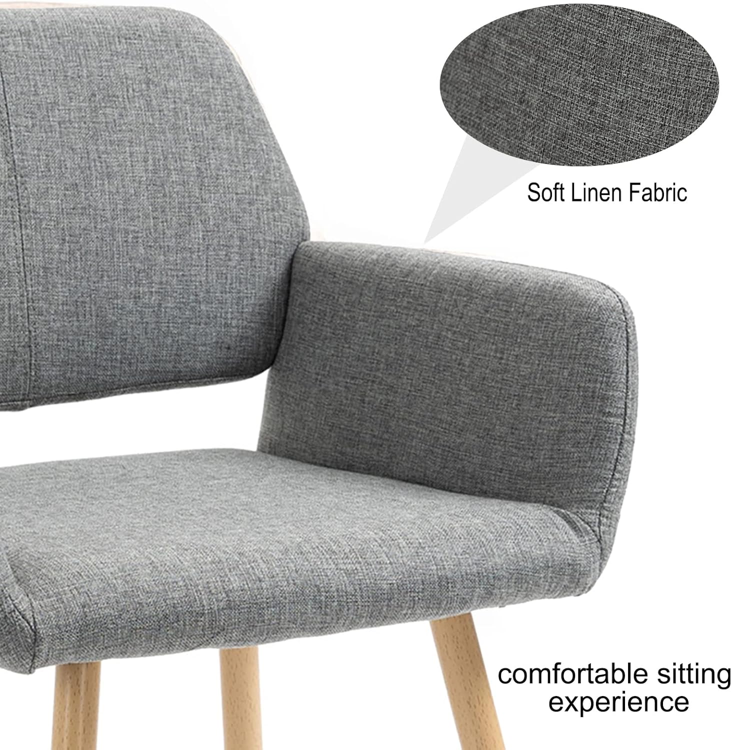Henf Sillas de comedor de tela, sillas laterales de mediados de siglo con patas de acero de pintura sólida para comedor, silla de escritorio de
