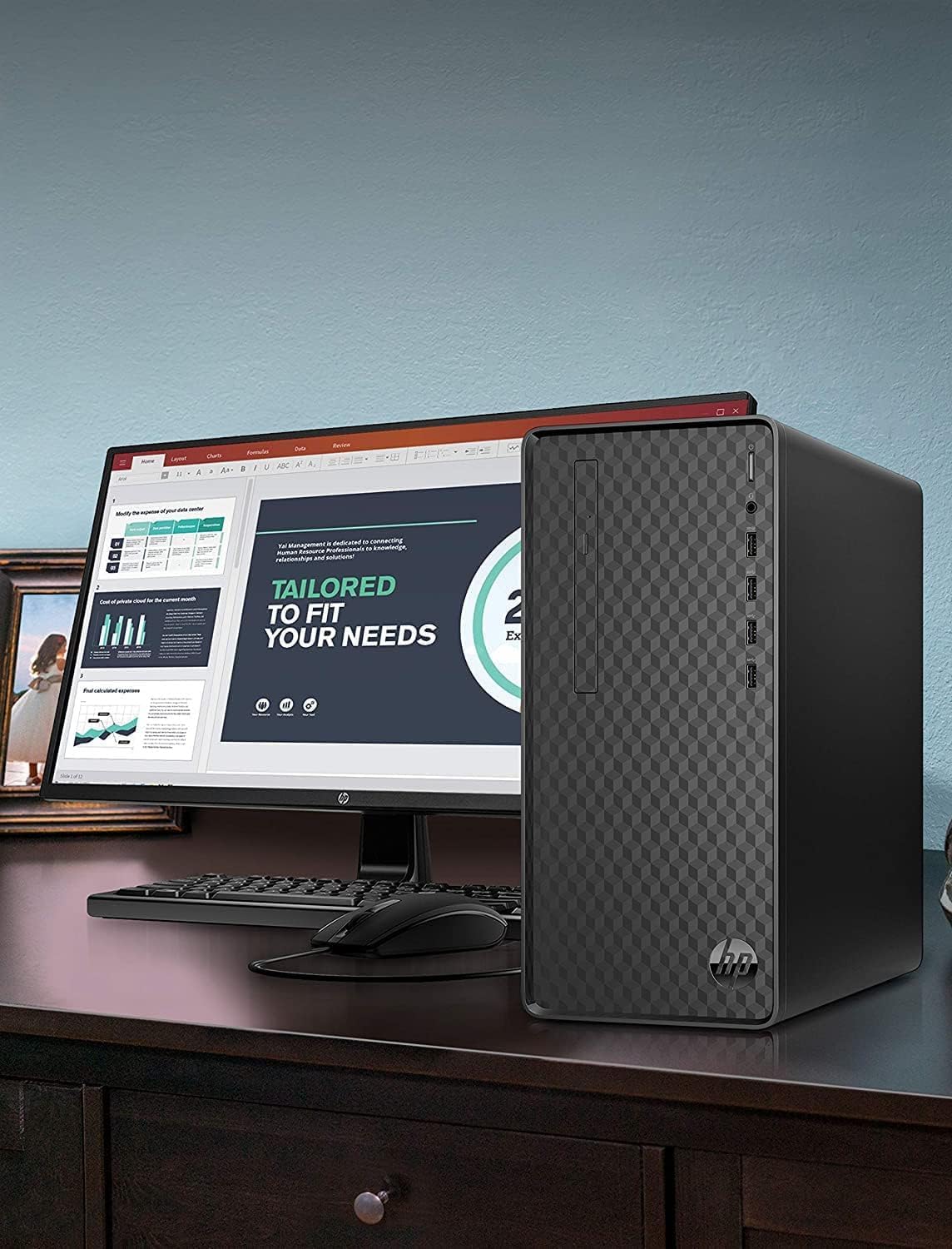 HP 2023 computadora de escritorio, procesador AMD Ryzen 5 5600G (6 núcleos), 12 GB de RAM, SSD de 512 GB, gráficos AMD Radeon, 8 puertos USB tipo A,