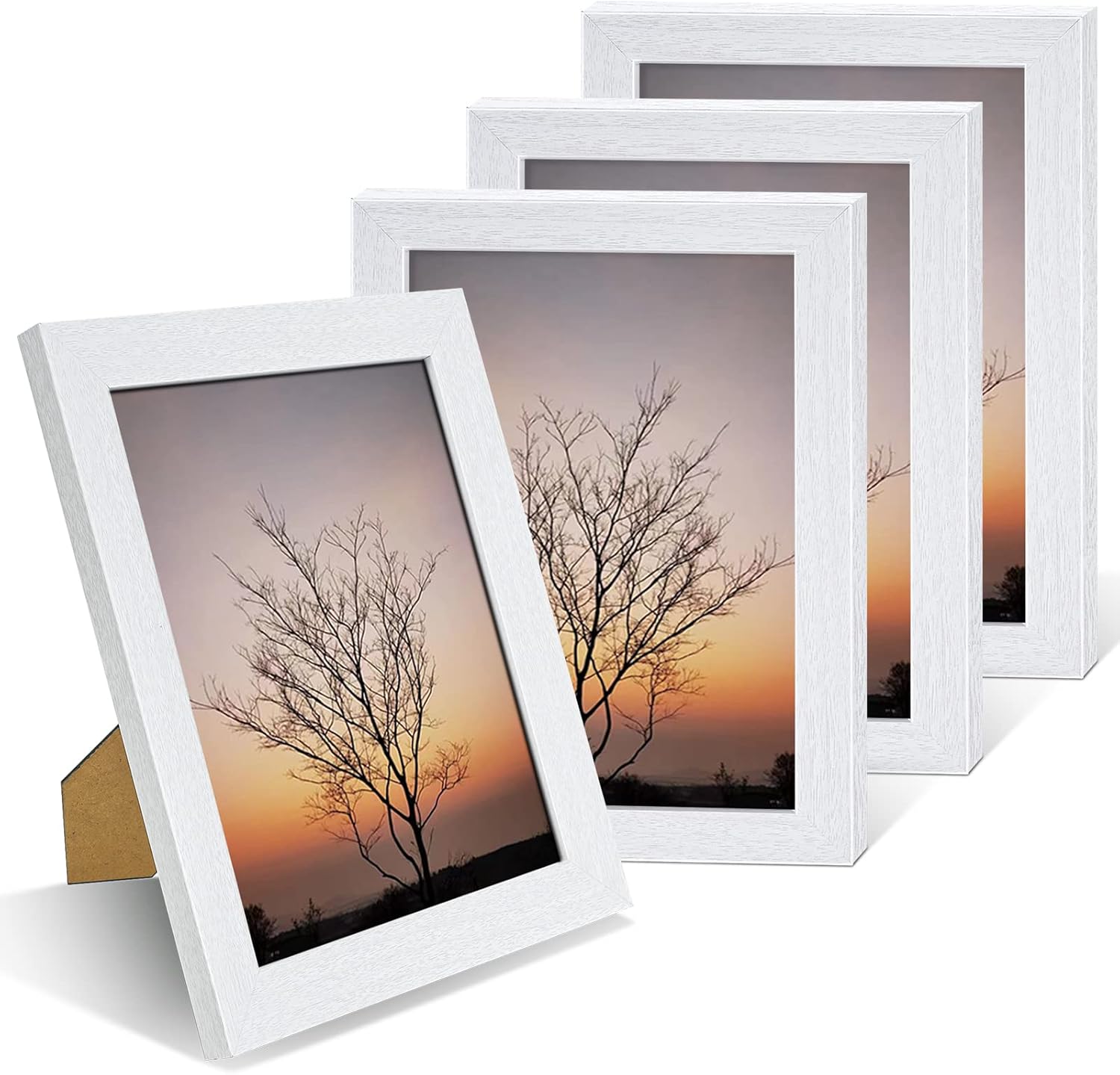 Nacial Juego de 4 marcos de fotos de 4 x 6 pulgadas, marco de fotos blanco con plexiglás HD, marcos de fotos para pared o mesa