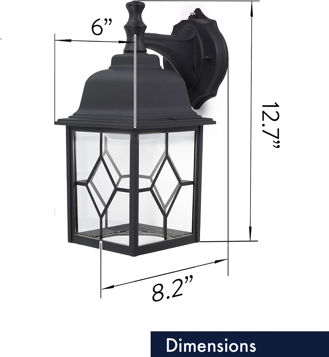 CORAMDEO Lámpara de pared cuadrada LED para exteriores, del atardecer al amanecer, para porche, patio, terraza, 100 W de luz de 11 W de potencia,
