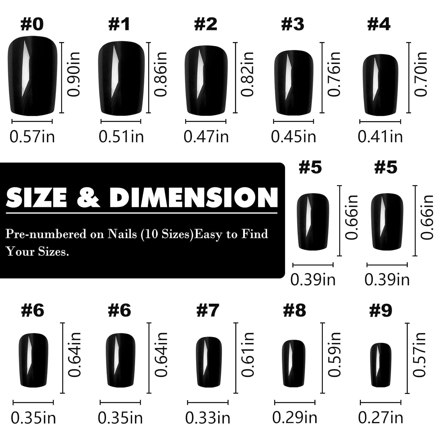 LoveOurHome 240 uñas postizas negras a presión, cuadradas medianas, uñas postizas cuadradas de gel, uñas postizas de gel, uñas postizas de color