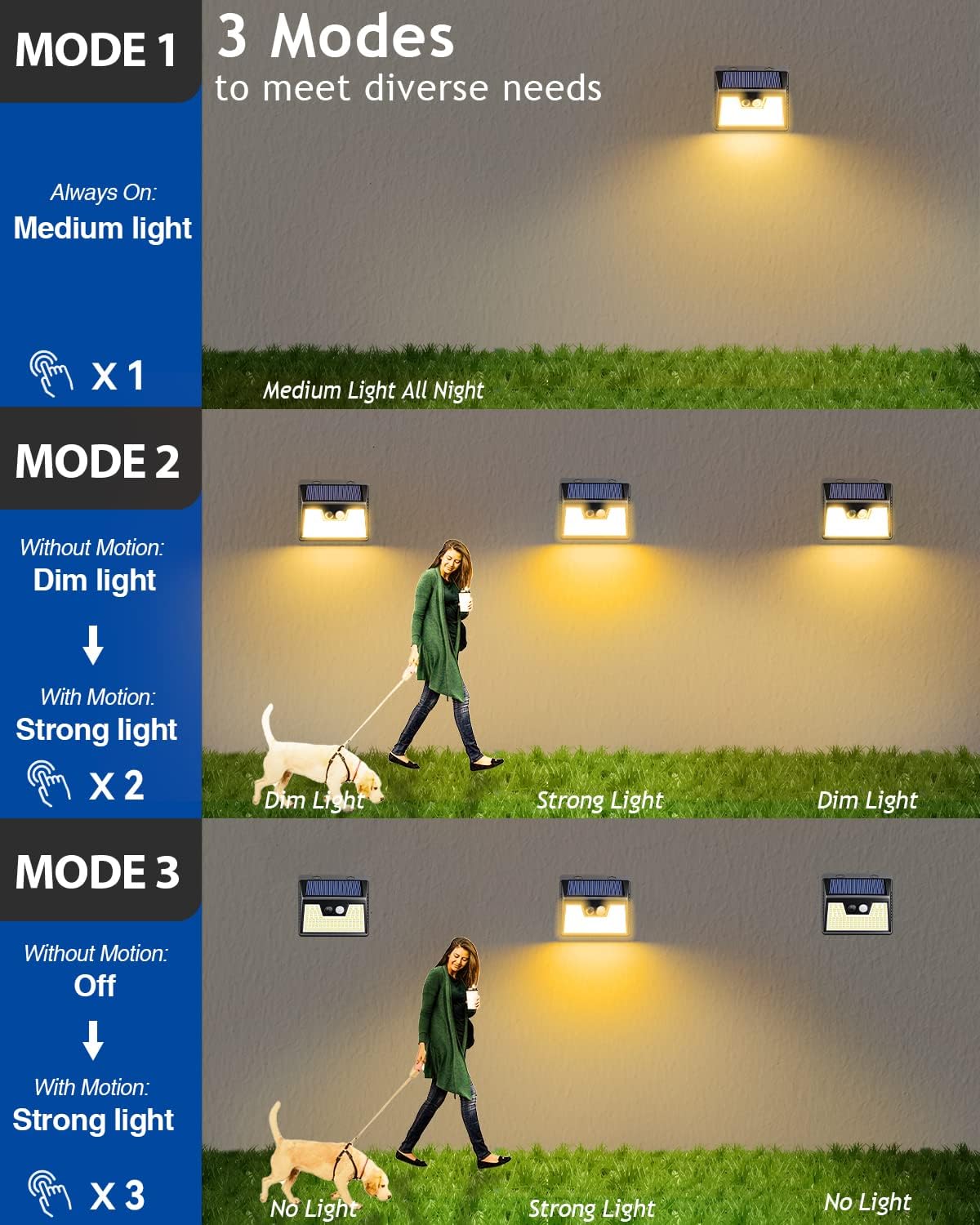 Peasur Luces solares impermeables para exteriores 6 unidades140 LED, luces solares blancas cálidas para exteriores ultra brillantes, 3 modos de