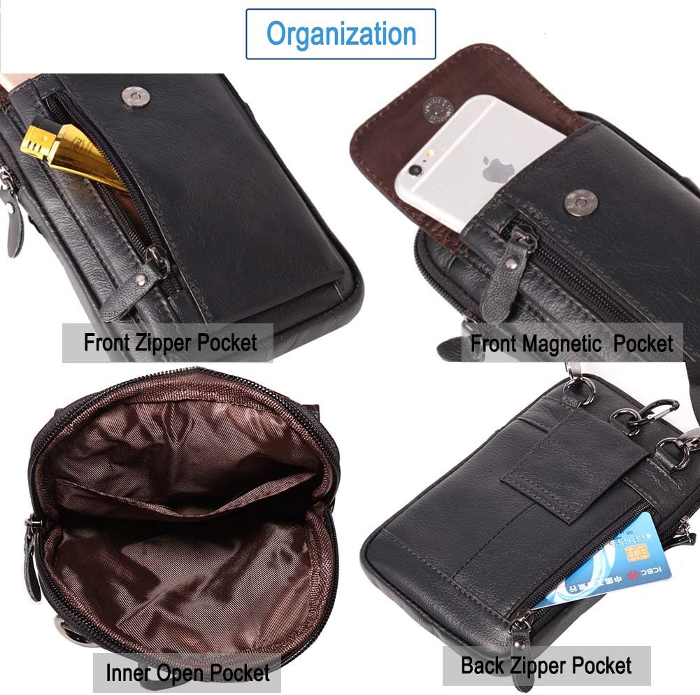 Bolso de hombro pequeño inteligente de cuero para hombre, soporte para celda de 7.0 pulgadas, funda táctica, funda de transporte, bolsa con lazo