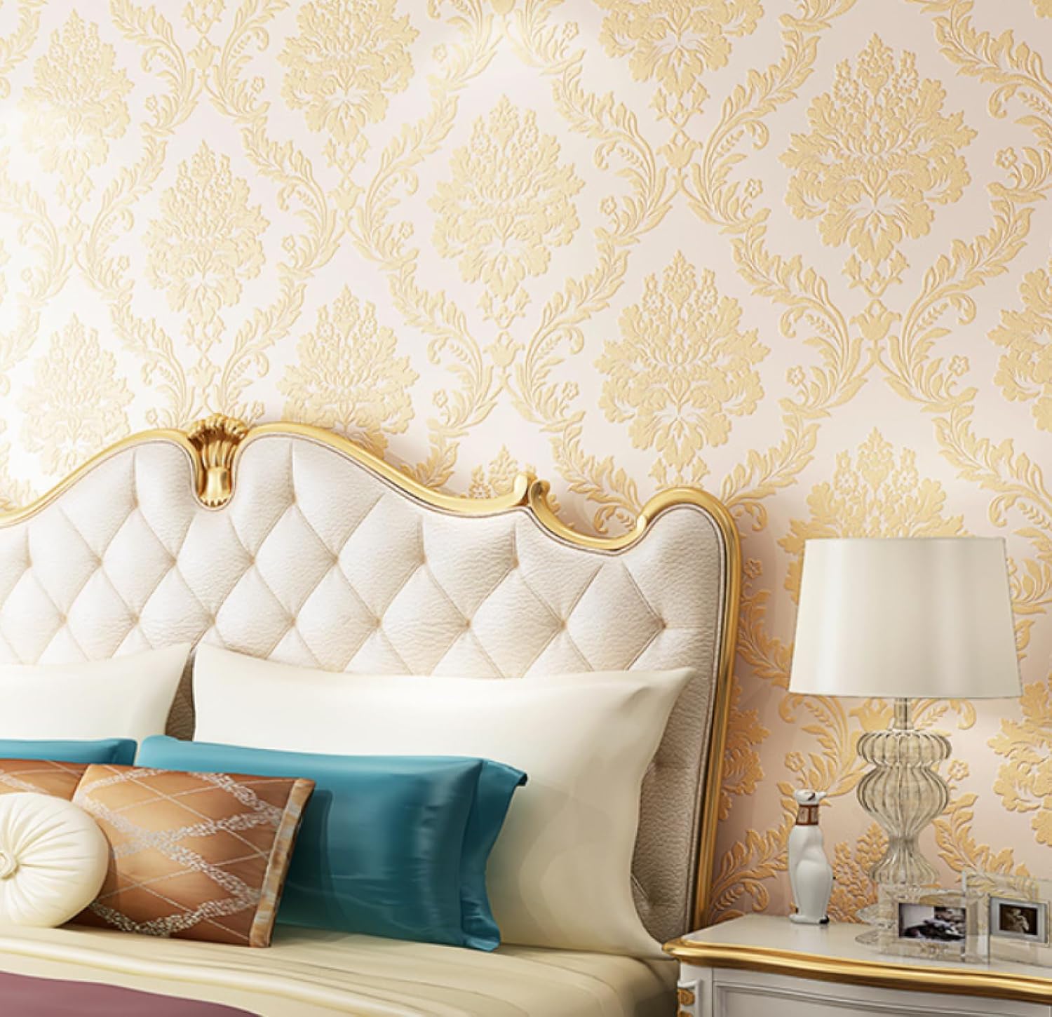 Papel Pintado Europeo 3D Papel pintado tridimensional no tejido Dormitorio Sala de estar Hotel Papel pintado no autoadhesivo Beige