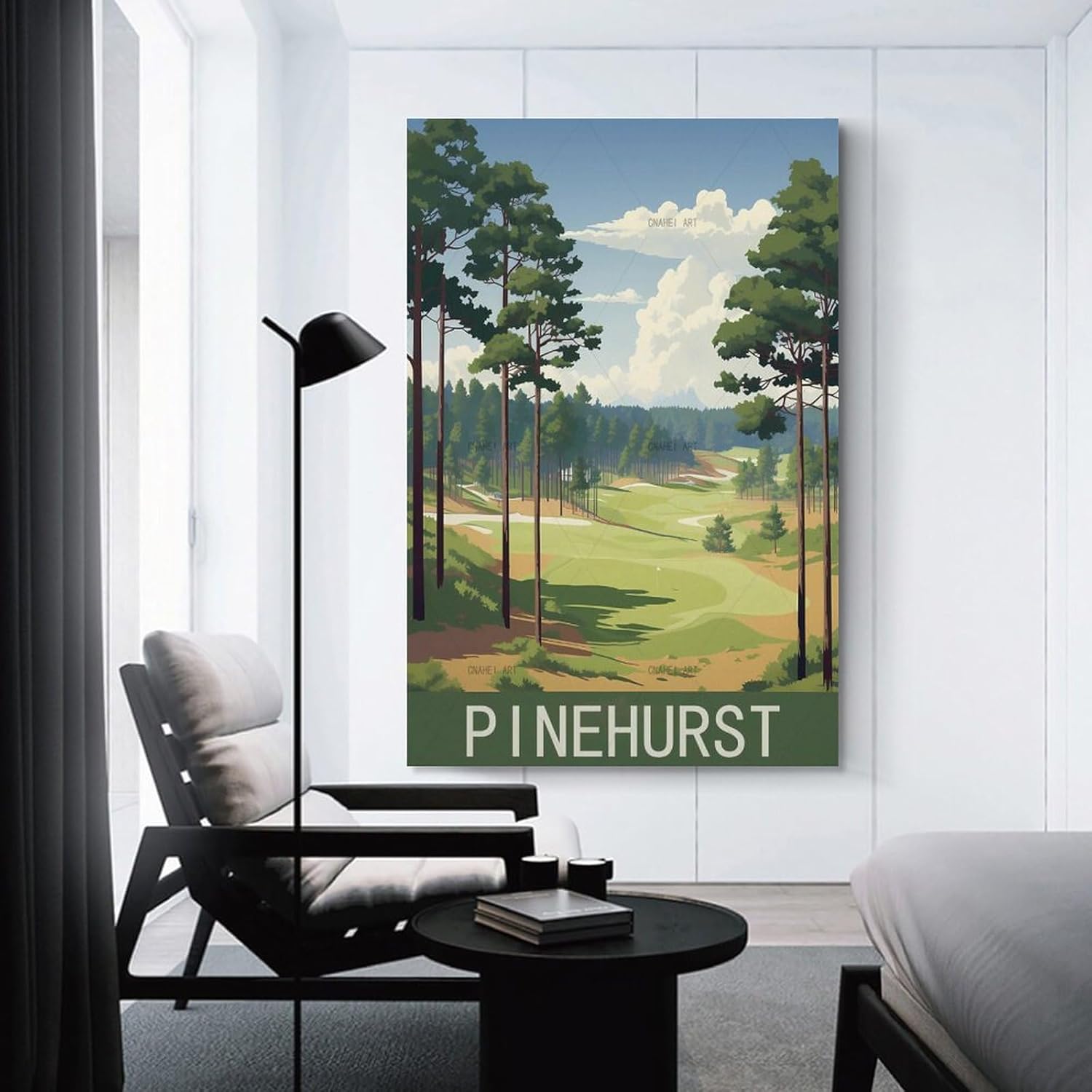 GuYaNa Pinehurst – Póster de viaje vintage de Carolina del Norte, 08 x 12 pulgadas (7.9 x 11.8 in), lienzo para decoración de pared, sala de estar,