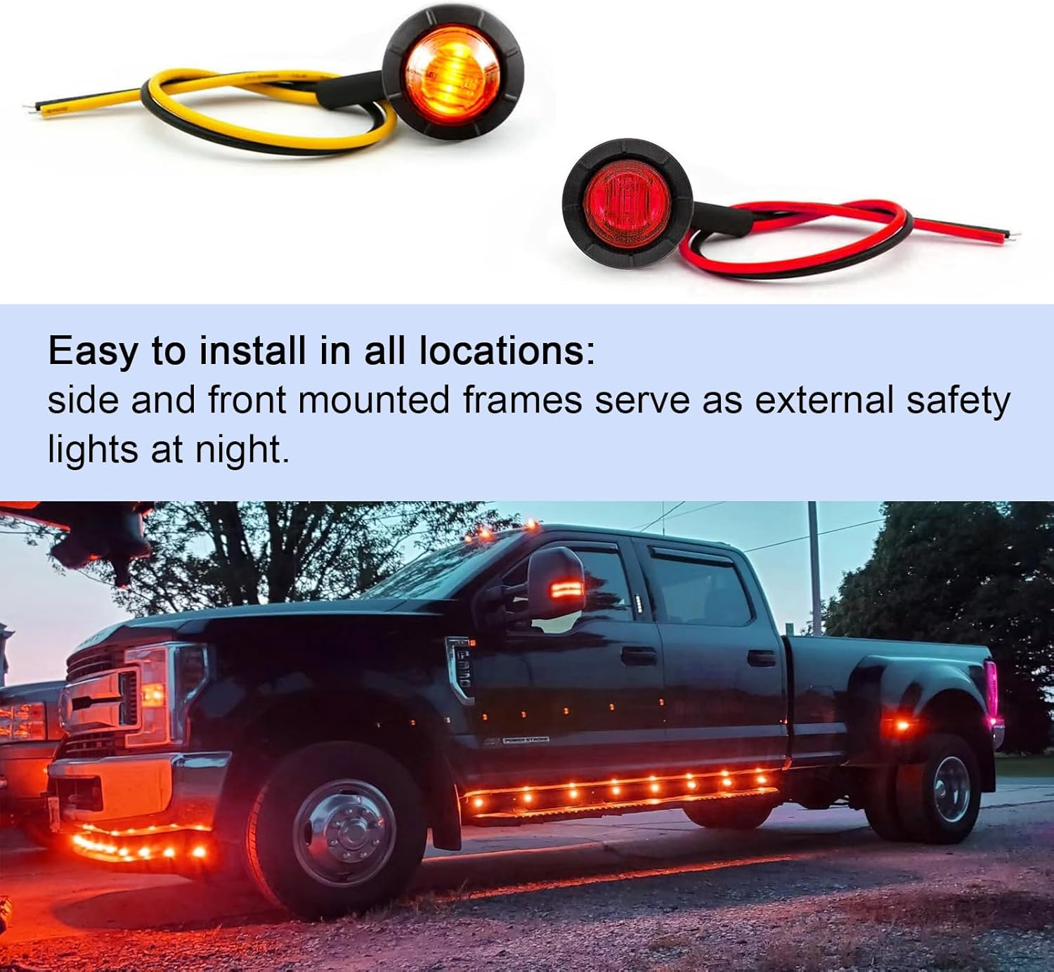UGSHY 10 luces laterales para camión, luz LED redonda, luces de marcador laterales de remolque de 12 V, luz trasera, para camión, automóvil,