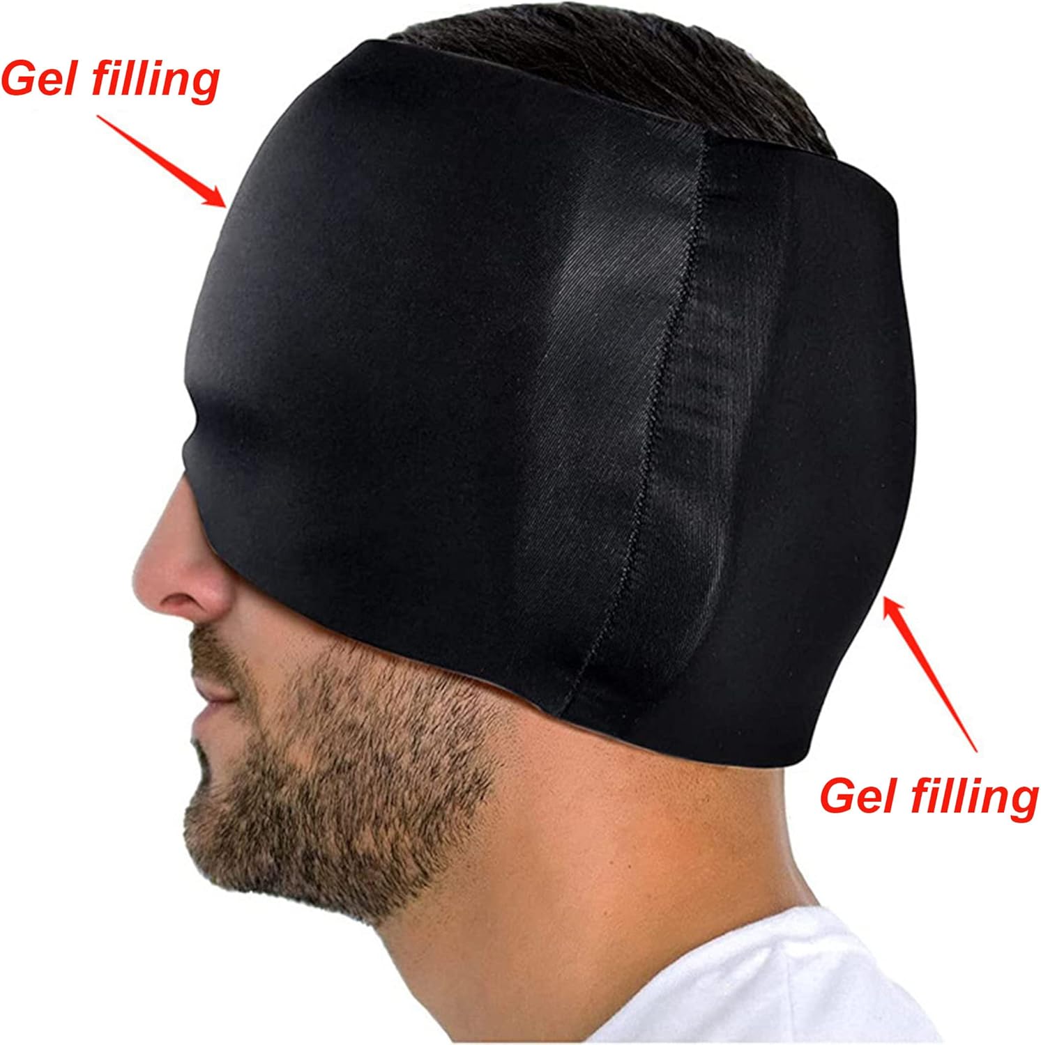 Sombrero para aliviar el dolor de cabeza para migraña, elástico y cómodo para reducir la migraña, tapa de gel refrescante y terapia de frío para