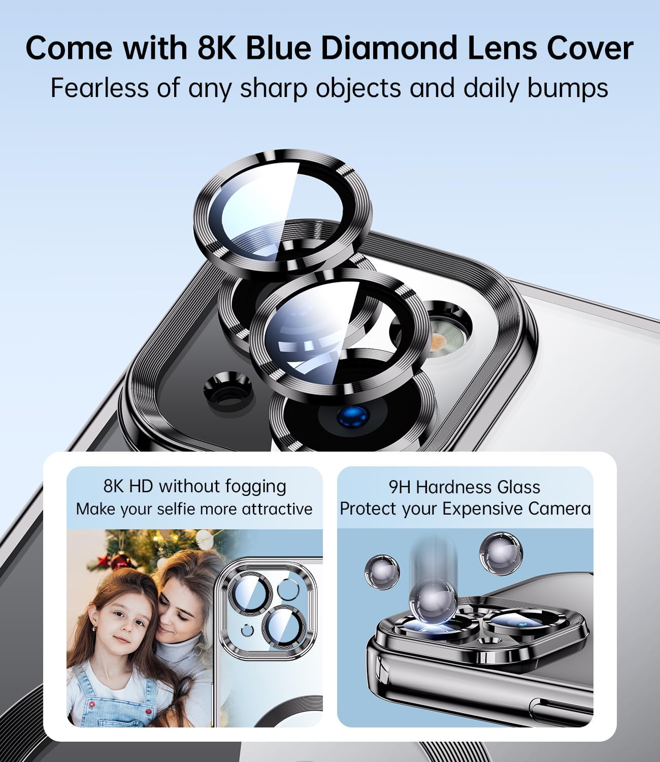 JUESHITUO Magsafe – Funda magnética transparente para iPhone 15 con protección completa de cámara Imanes N56 fuertes N56 protección contra caídas de